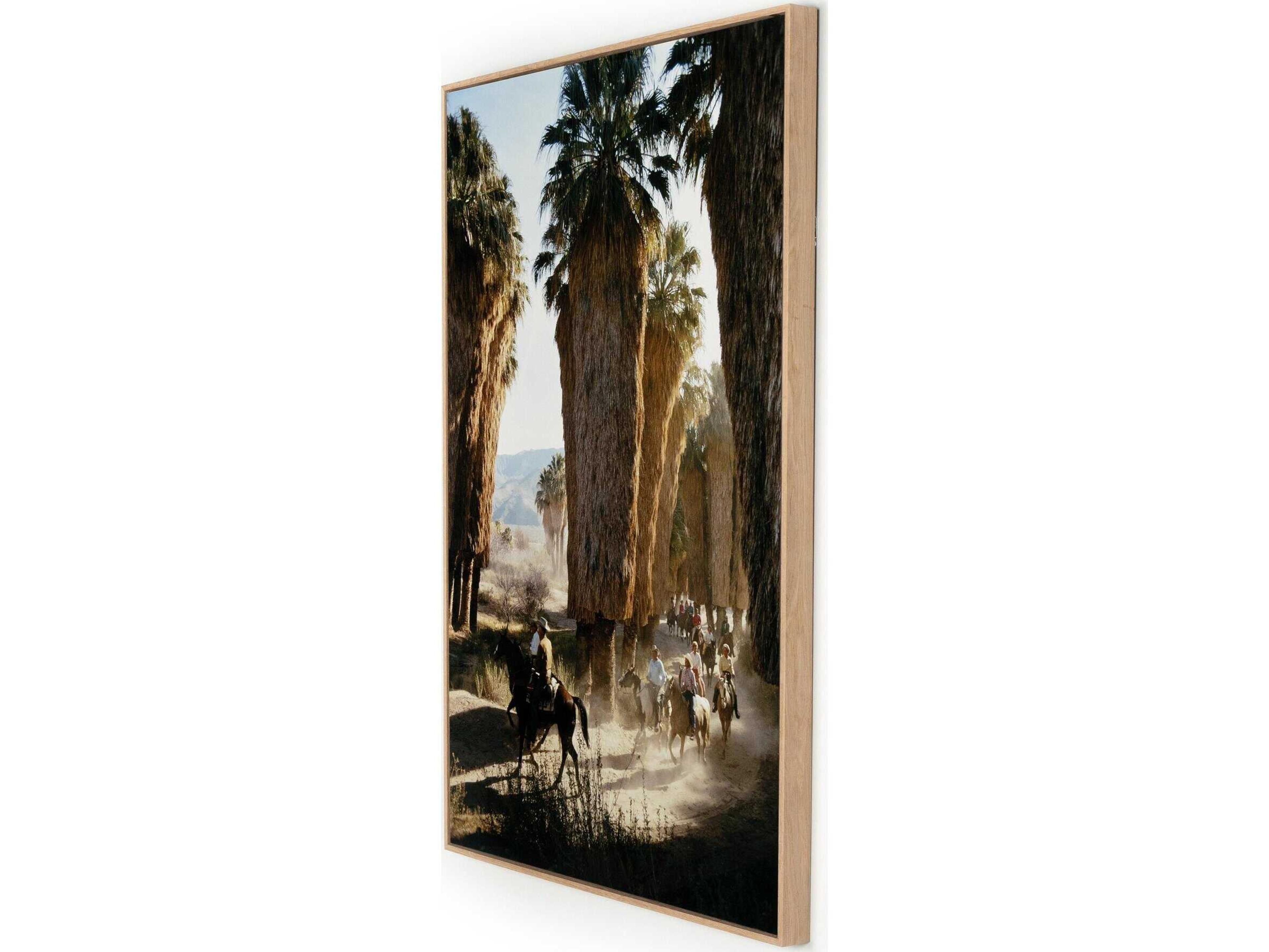 Four Hands Art Studio Palm Springs Riders by Slim Aarons Vertical Grain White Oak Floater  Canvas Wall Art