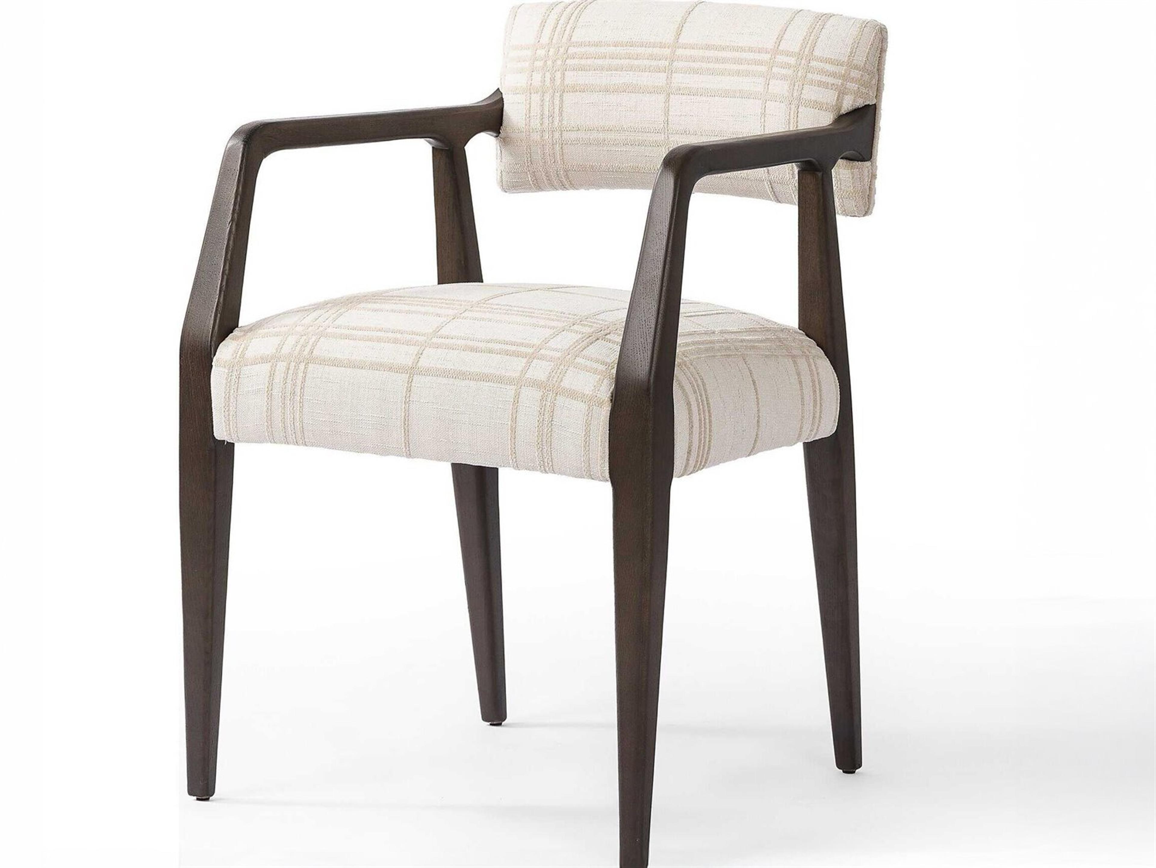 Four Hands Abbott Tyler Sheffield Ivory Upholstered Oak Wood Dining Armchair
