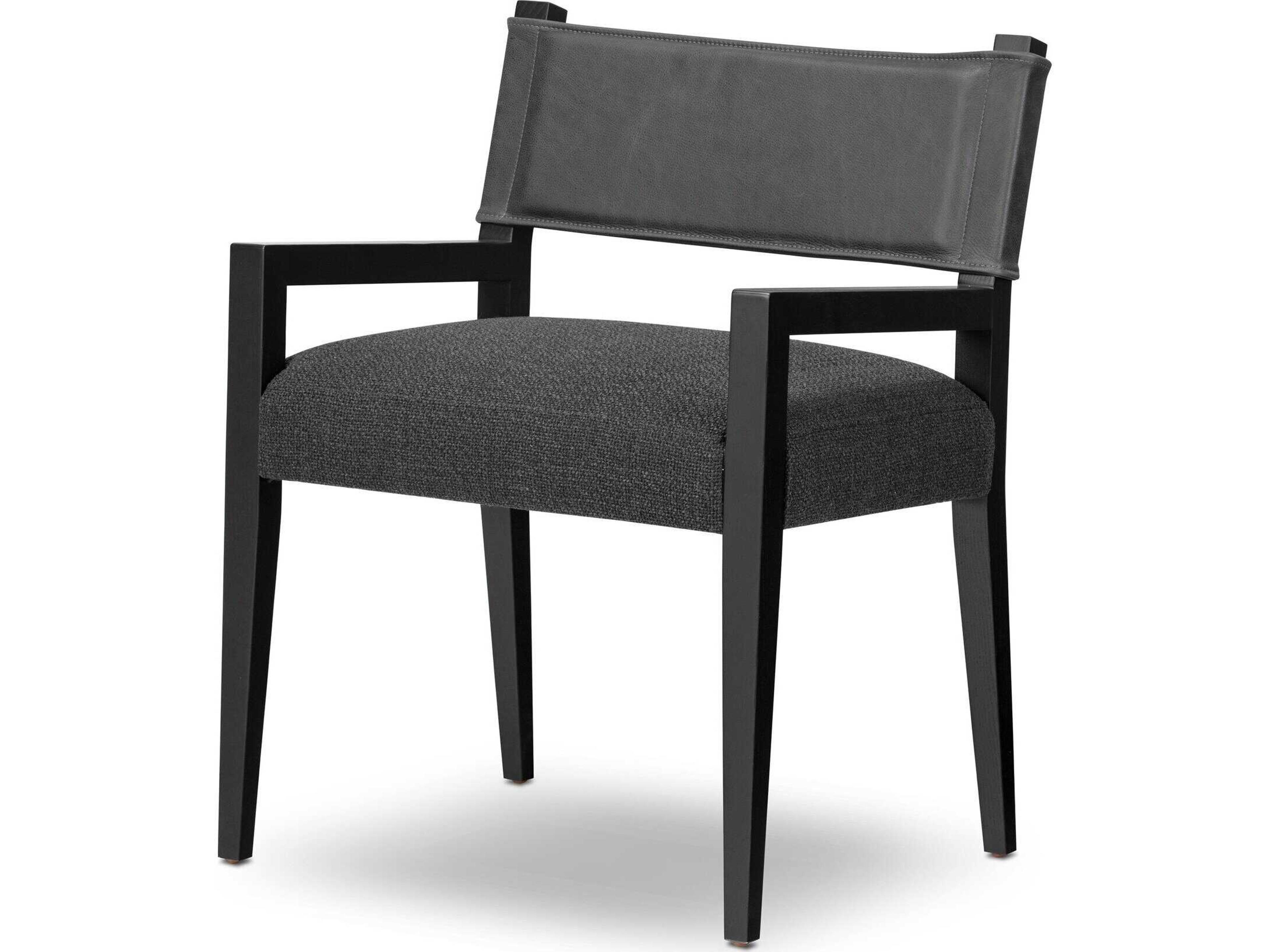 Four Hands Berman Ferris Gibson Black Upholstered Ash Wood Dining Armchair