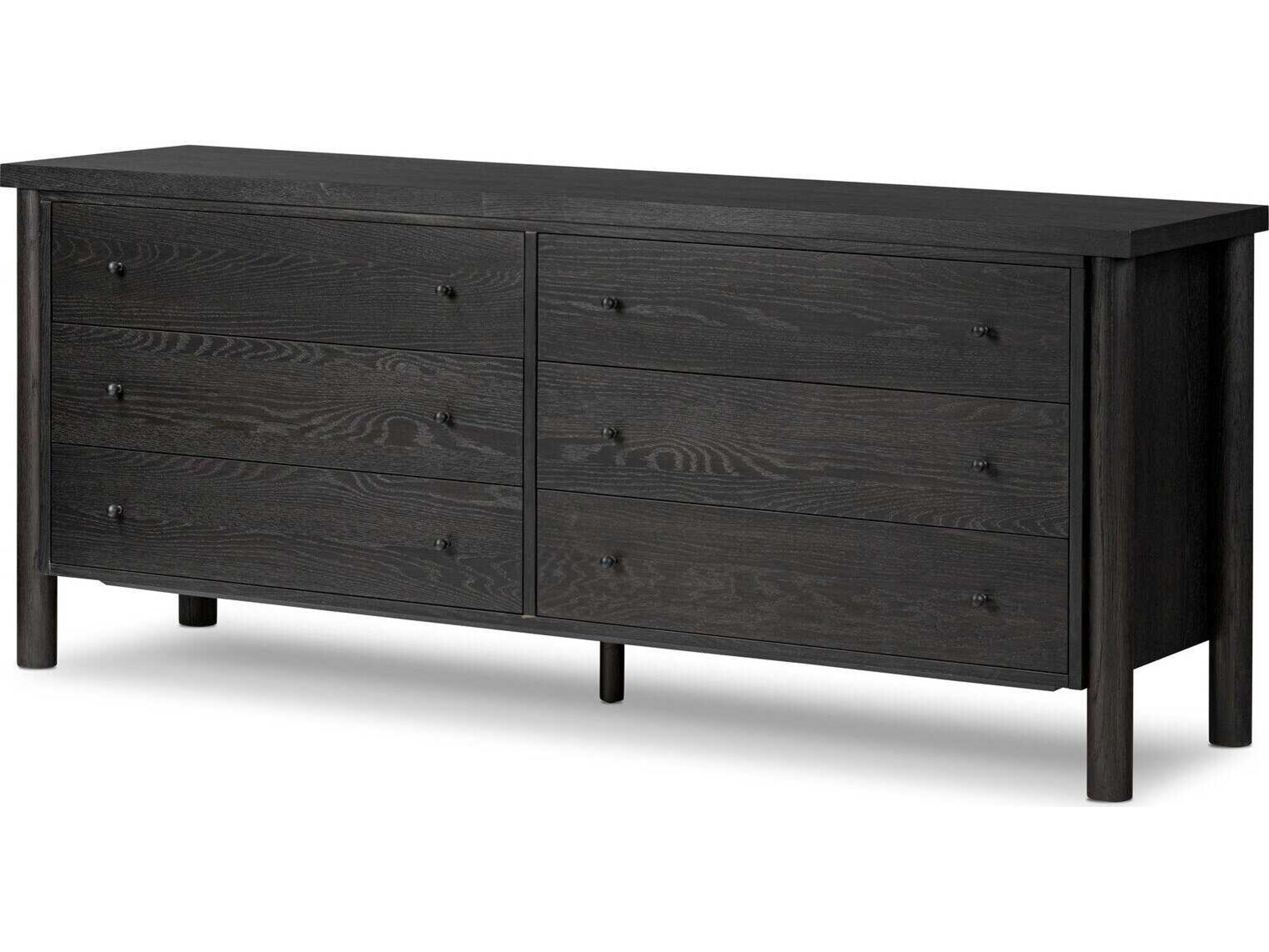 Four Hands Bolton Roark Ebony Oak Veneer Oak Wood 6 Drawer Dresser