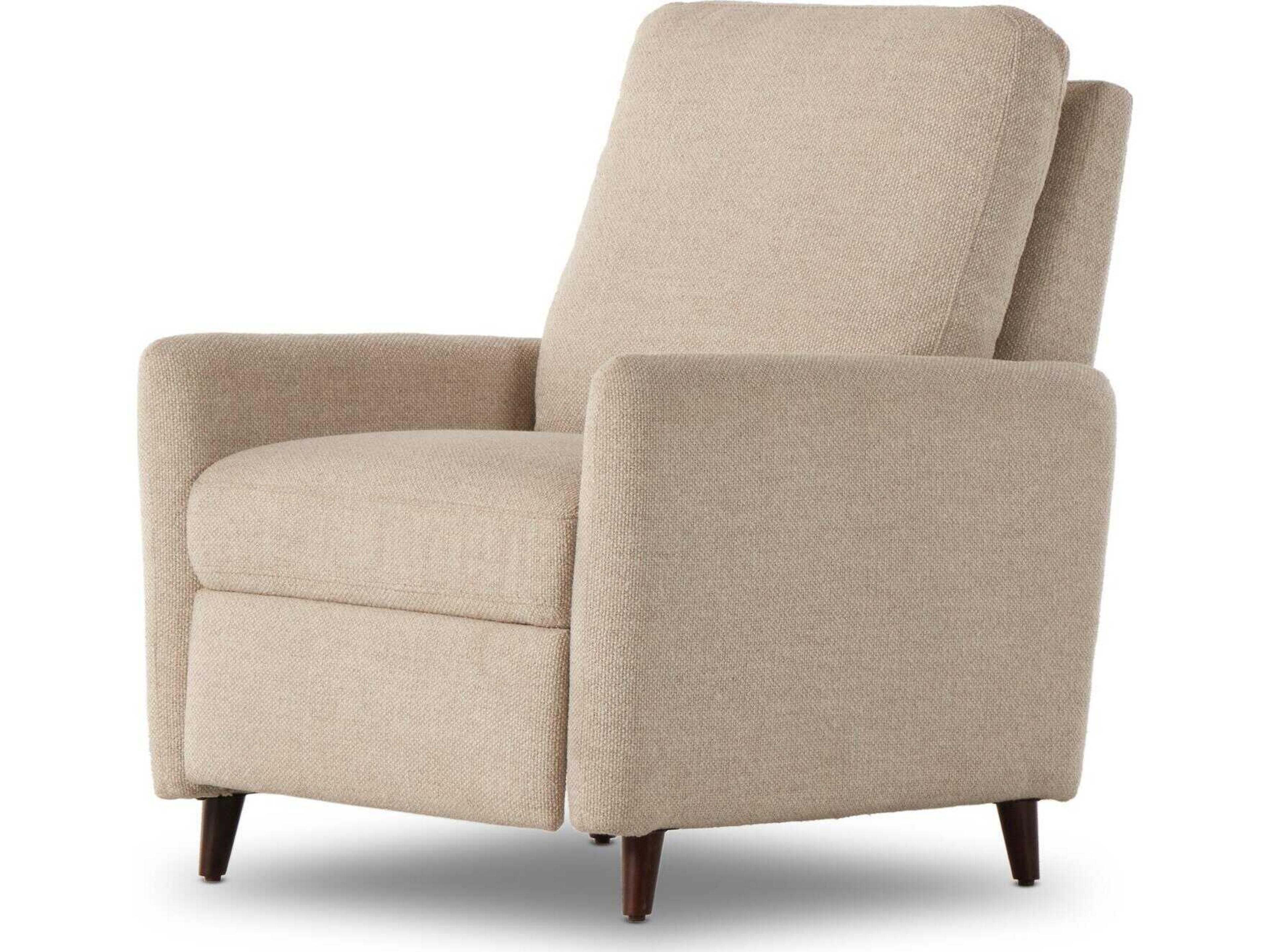 Four Hands Centrale Wallen Nova Taupe Dark Aubrun Walnut Beige Upholstered Recliner Chair