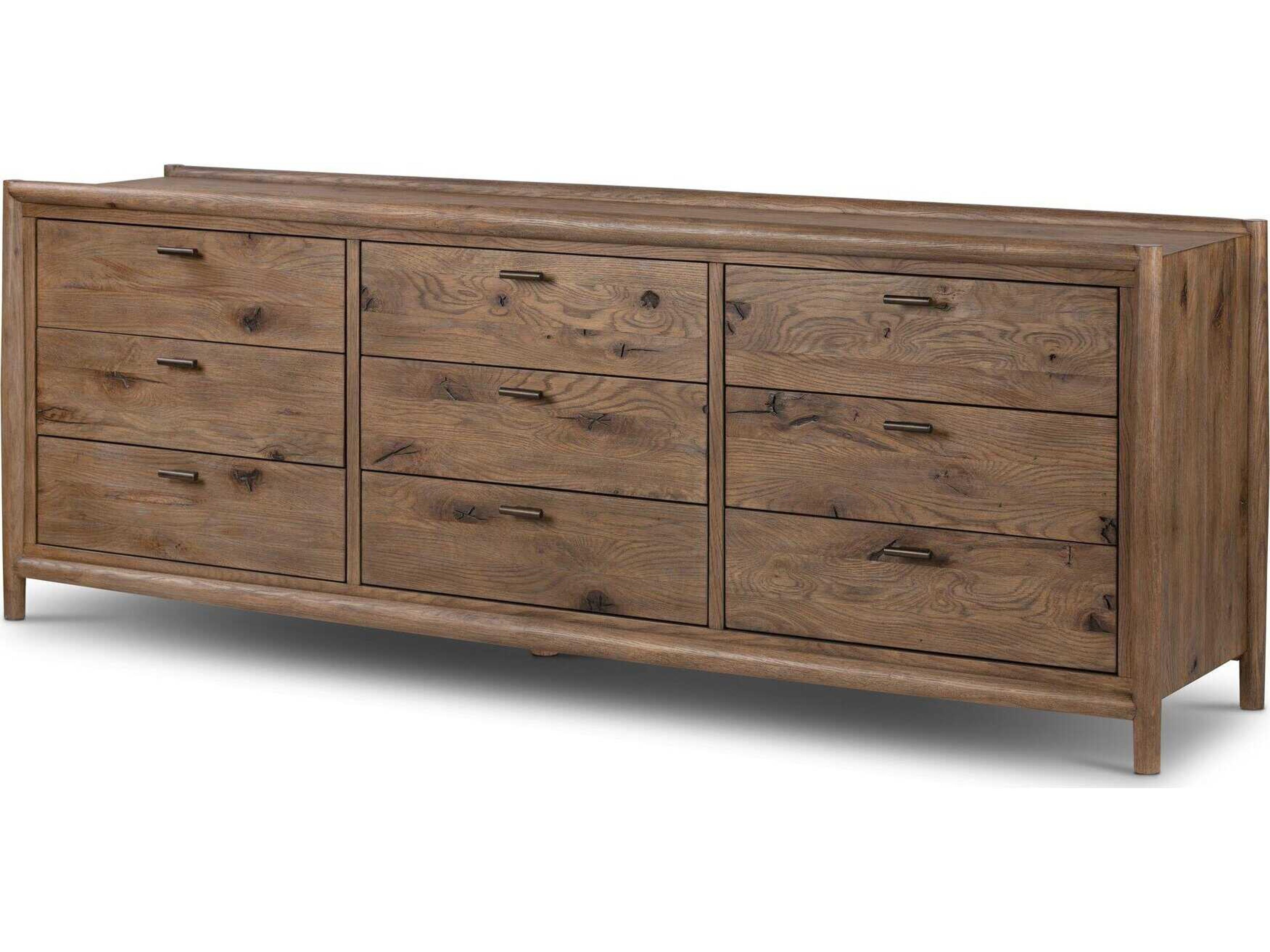 Four Hands Bolton Glenview 9-Drawers Brown Oak Wood Dresser