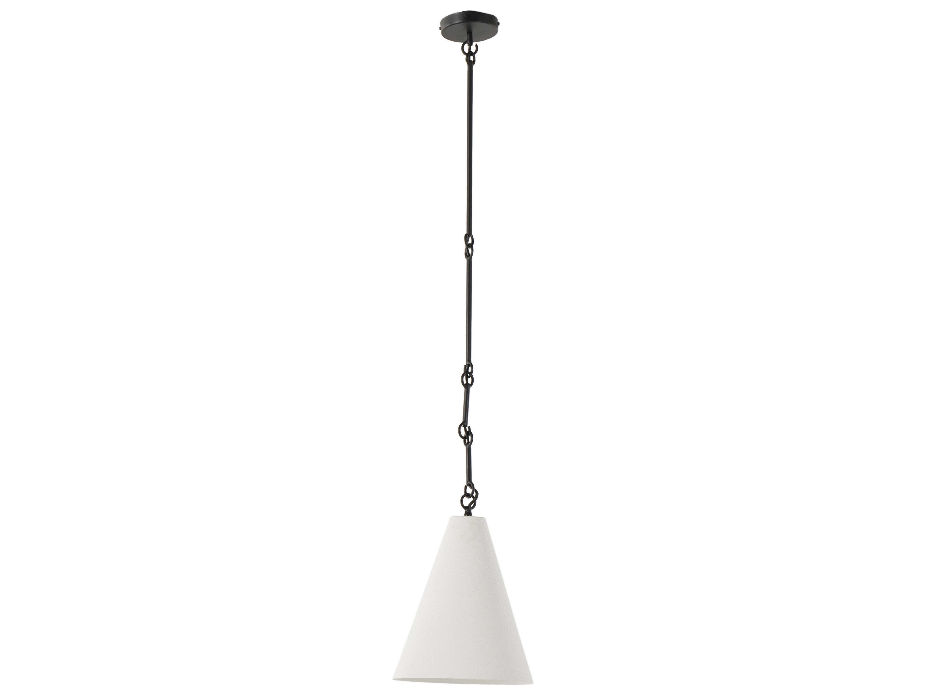 Four Hands Hutton 1-Light Matte White Plaster Antiqued Iron Pendant
