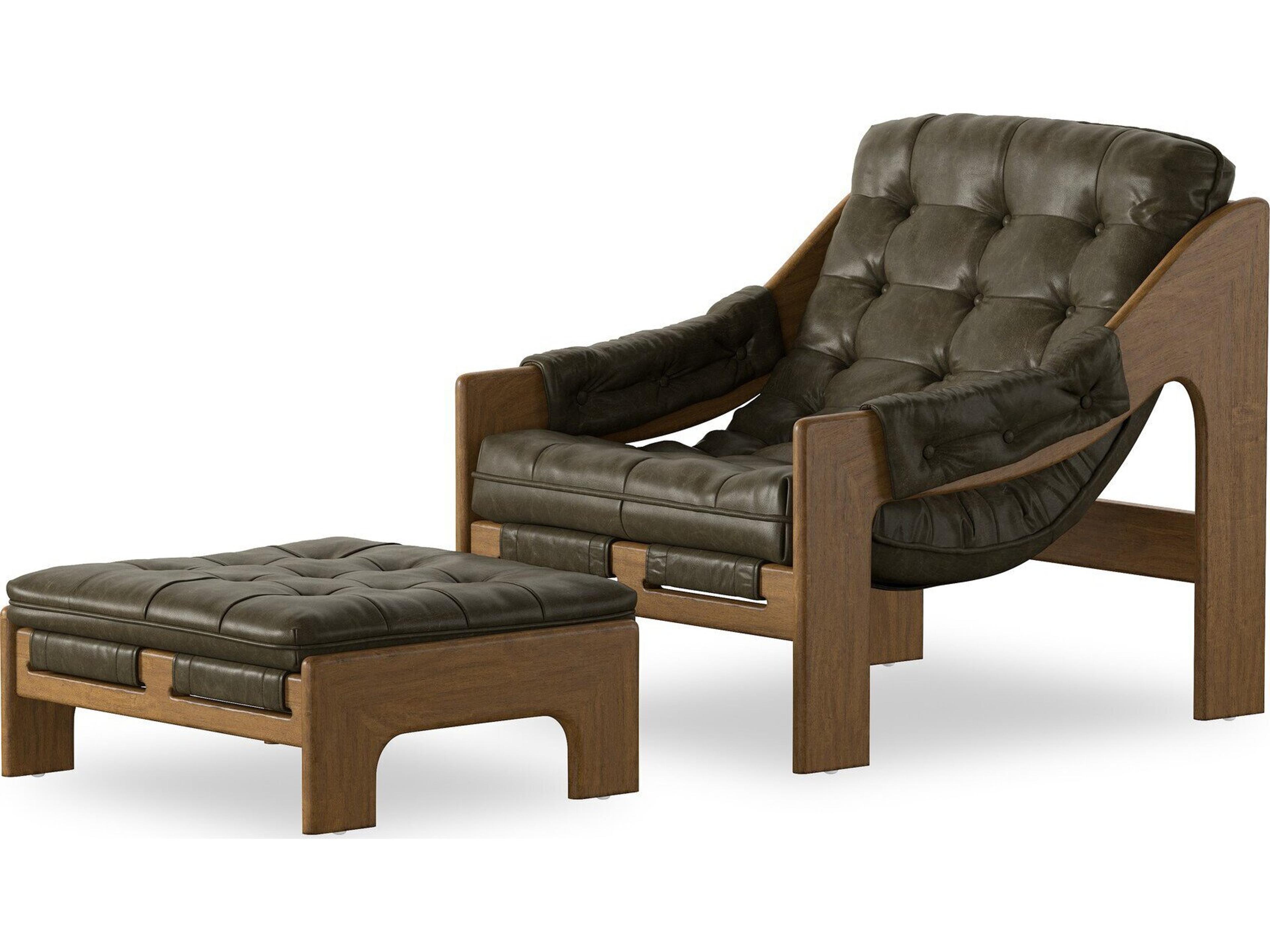 Four Hands Kensington Dulane Moss Leather Accent Chair