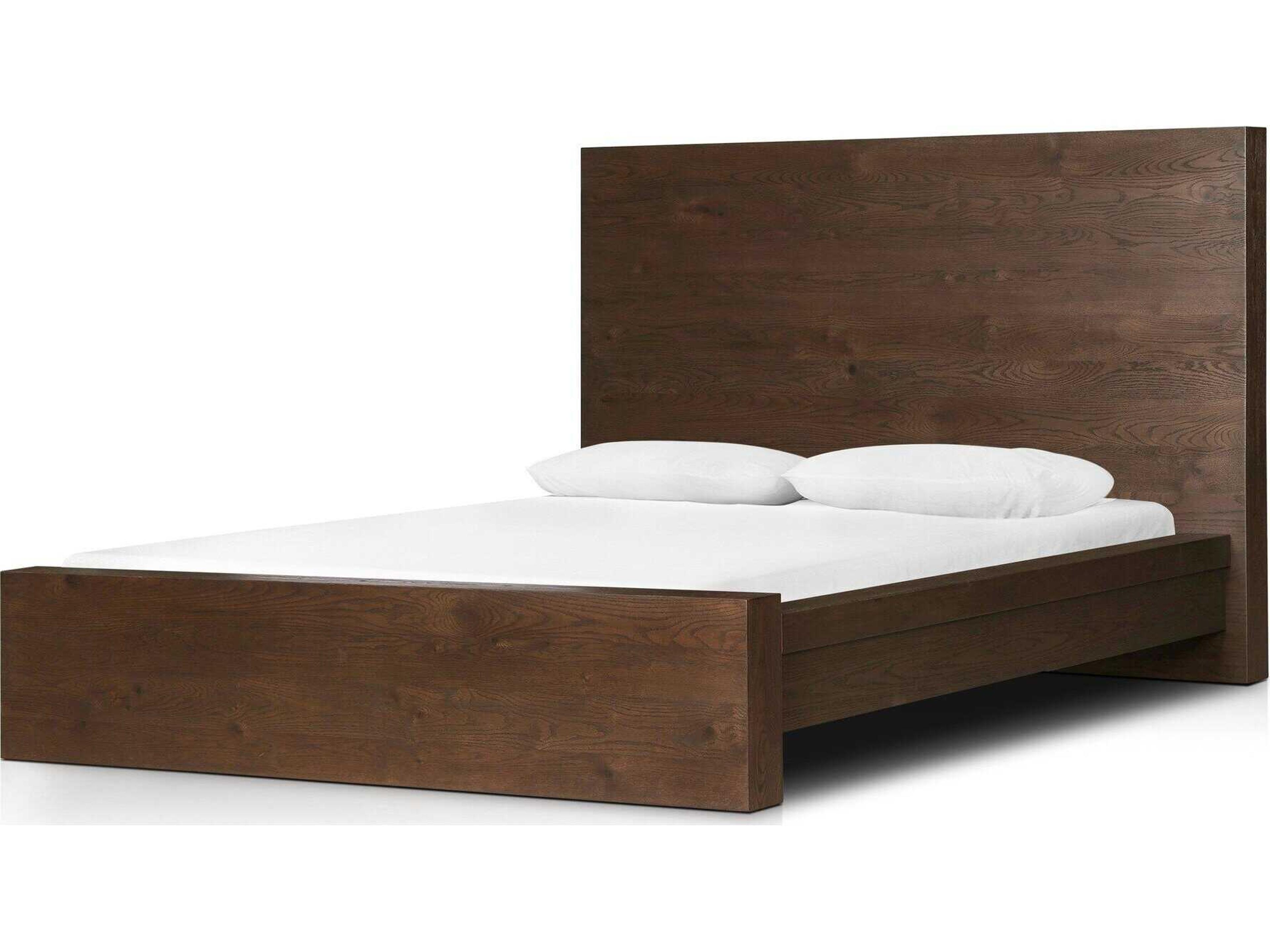 Four Hands Hamilton Umber Oak Brown Wood Queen Panel Bed