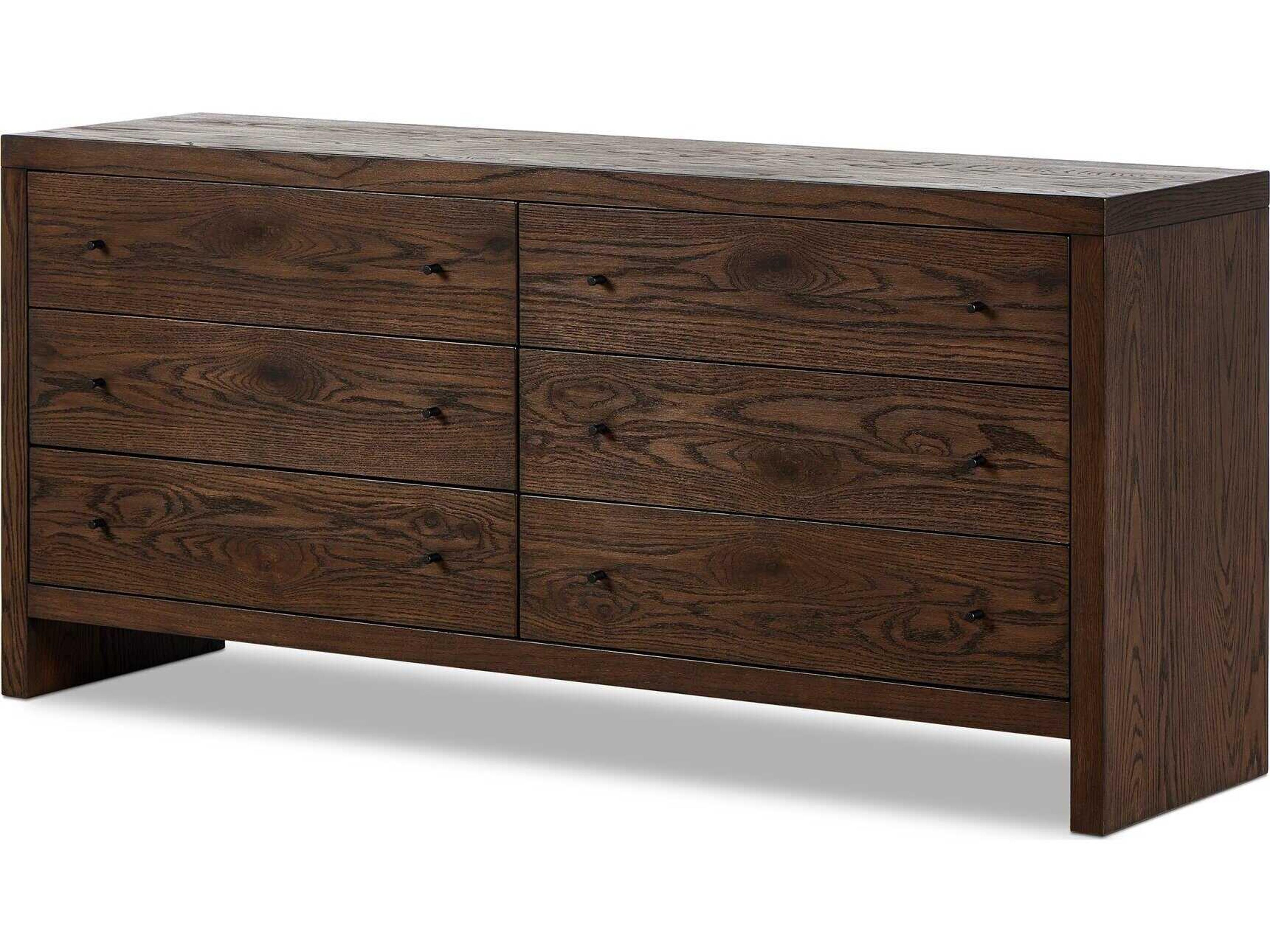 Four Hands Hamilton 6-Drawers Brown Oak Wood Double Dresser