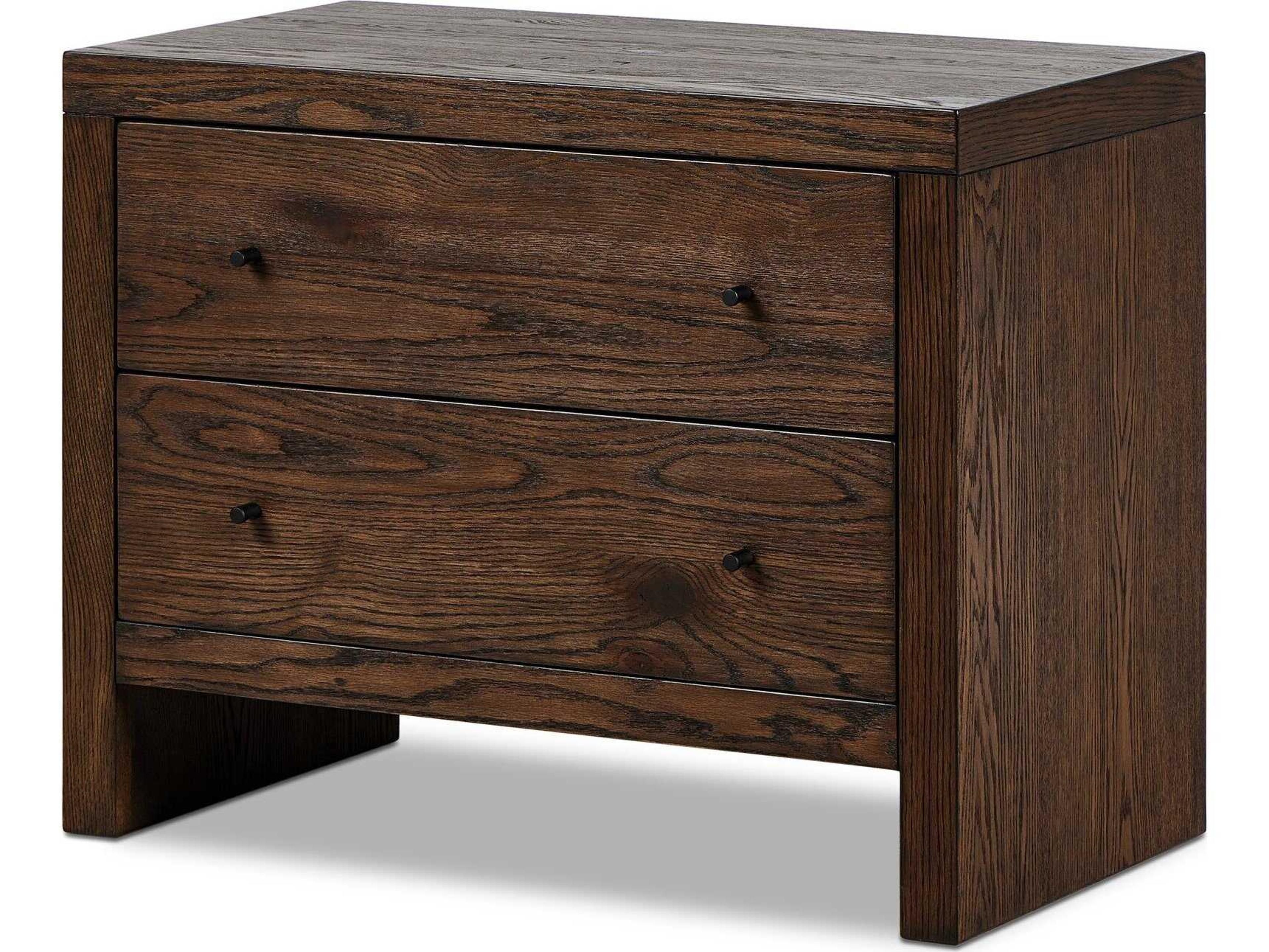 Four Hands Hamilton 2-Drawers Brown Oak Wood Nightstand
