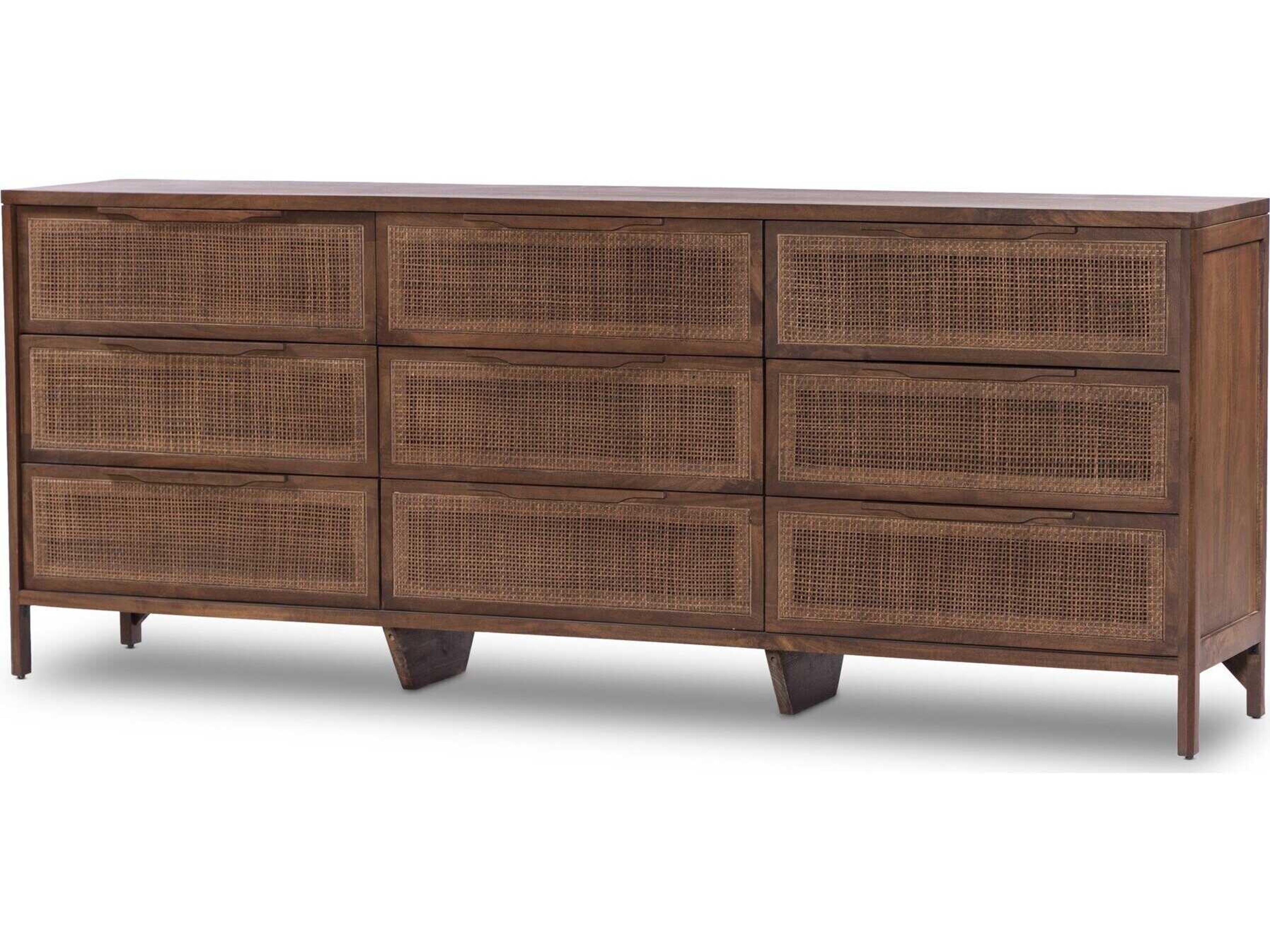 Prescott 9-Drawers Mango Wood Triple Dresser