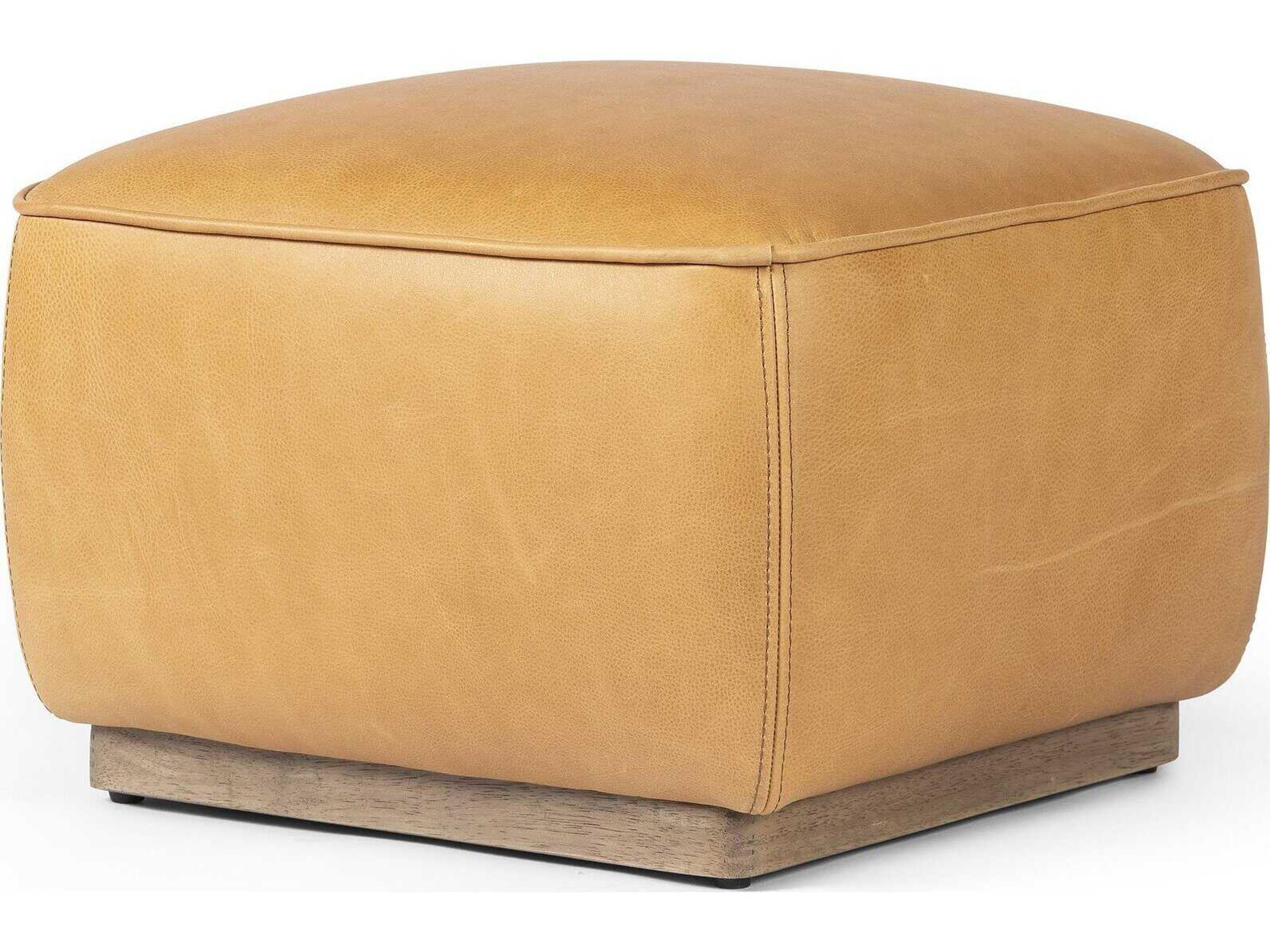 Four Hands Westgate Brown Leather Ottoman