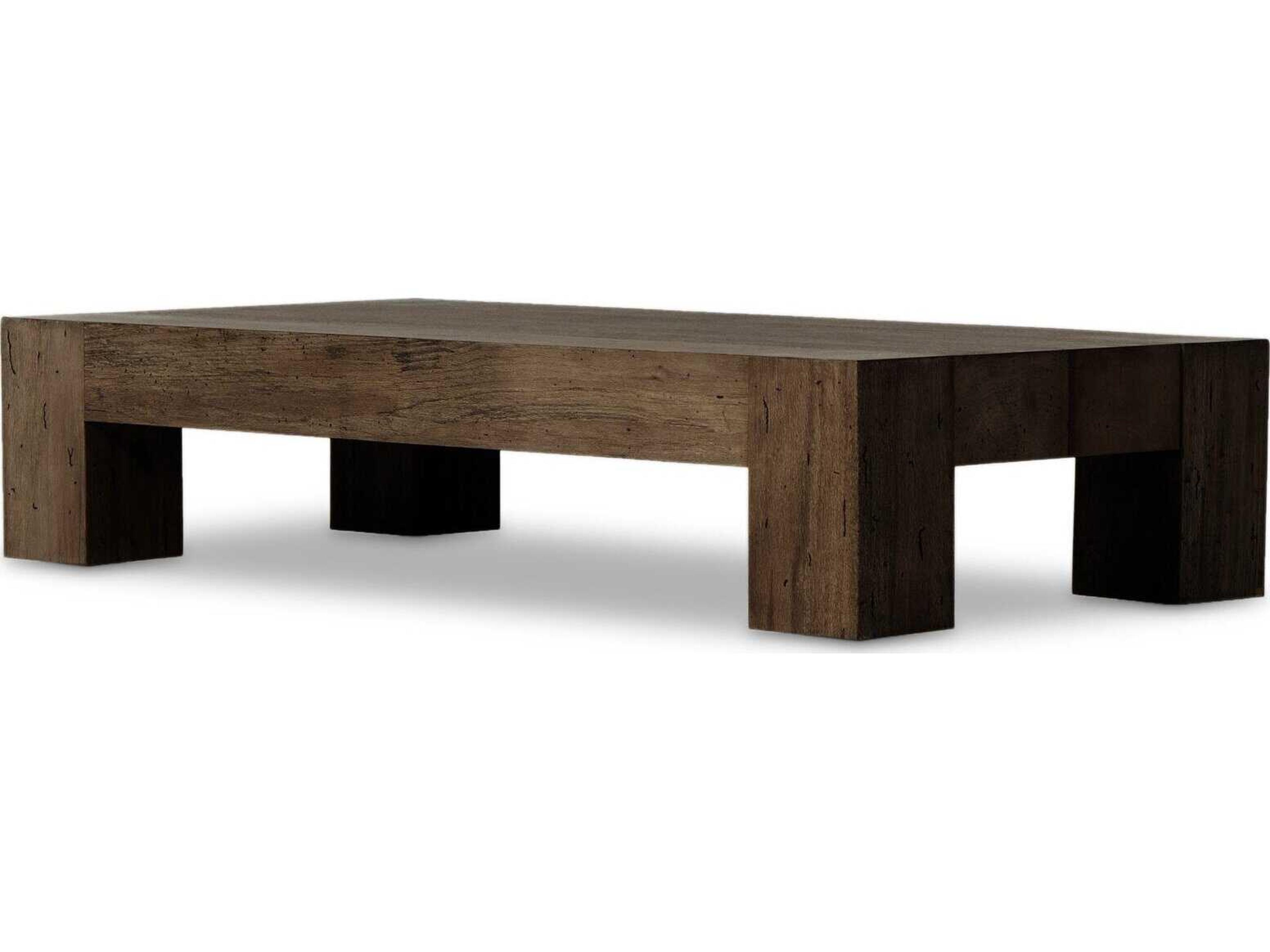 Four Hands Wesson Abaso Rectangular Ebony Rustic Wormwood Oak Coffee Table