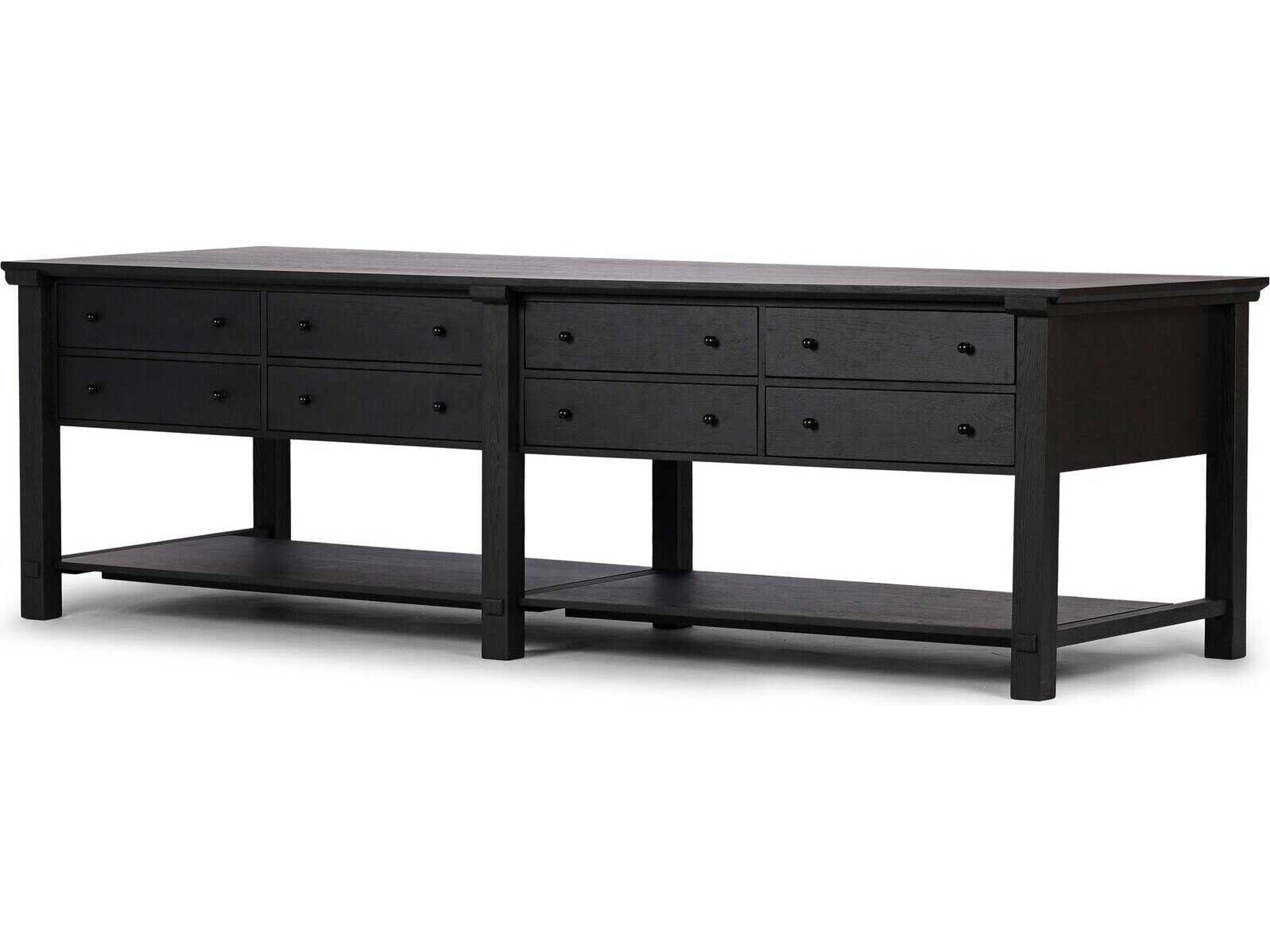 Four Hands Allston Gardendale Stained Black Oak Veneer Kitchen Island