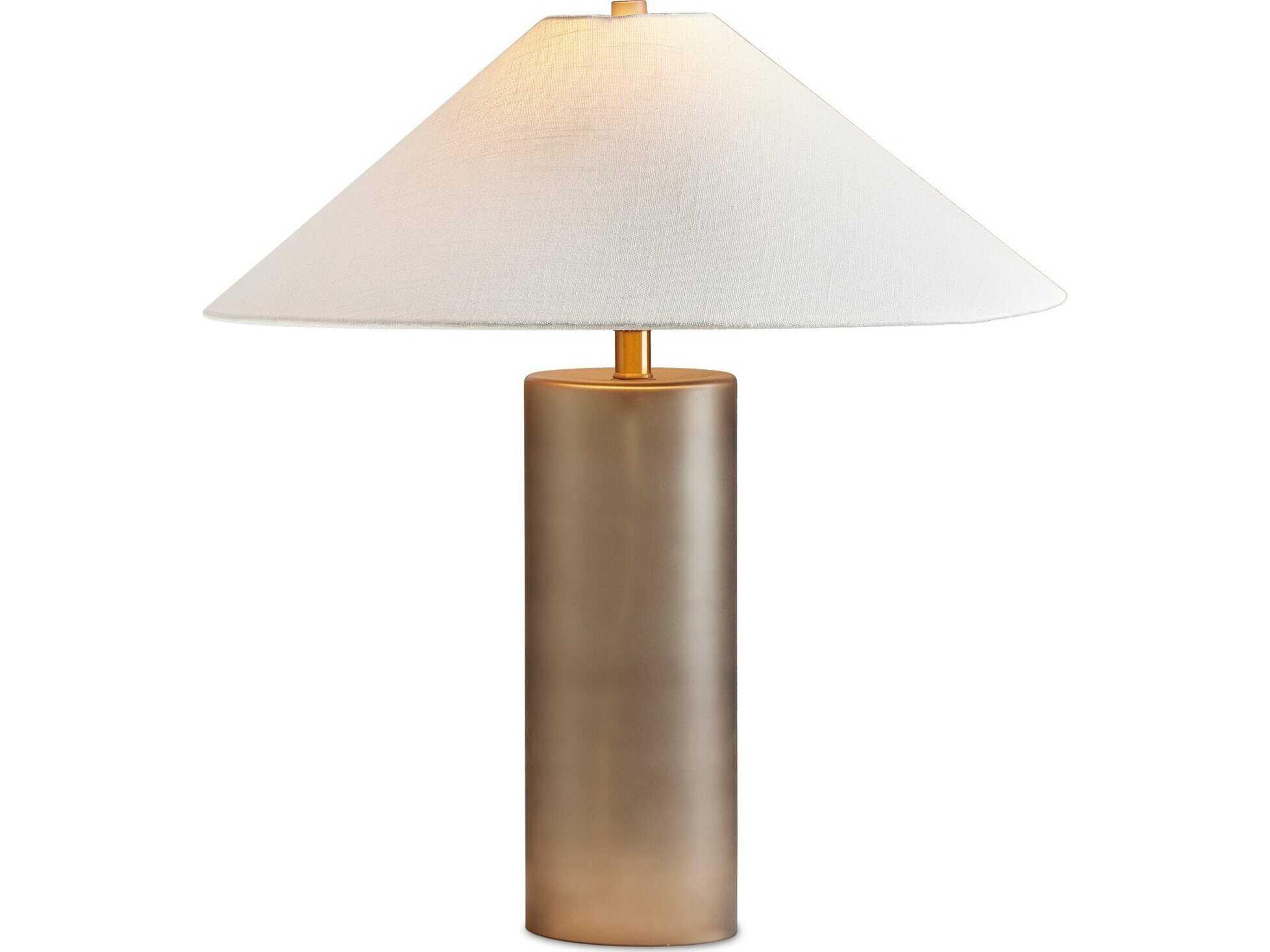 Four Hands Hutton Smoked Blown Glass Cream Linen Gray Table Lamp
