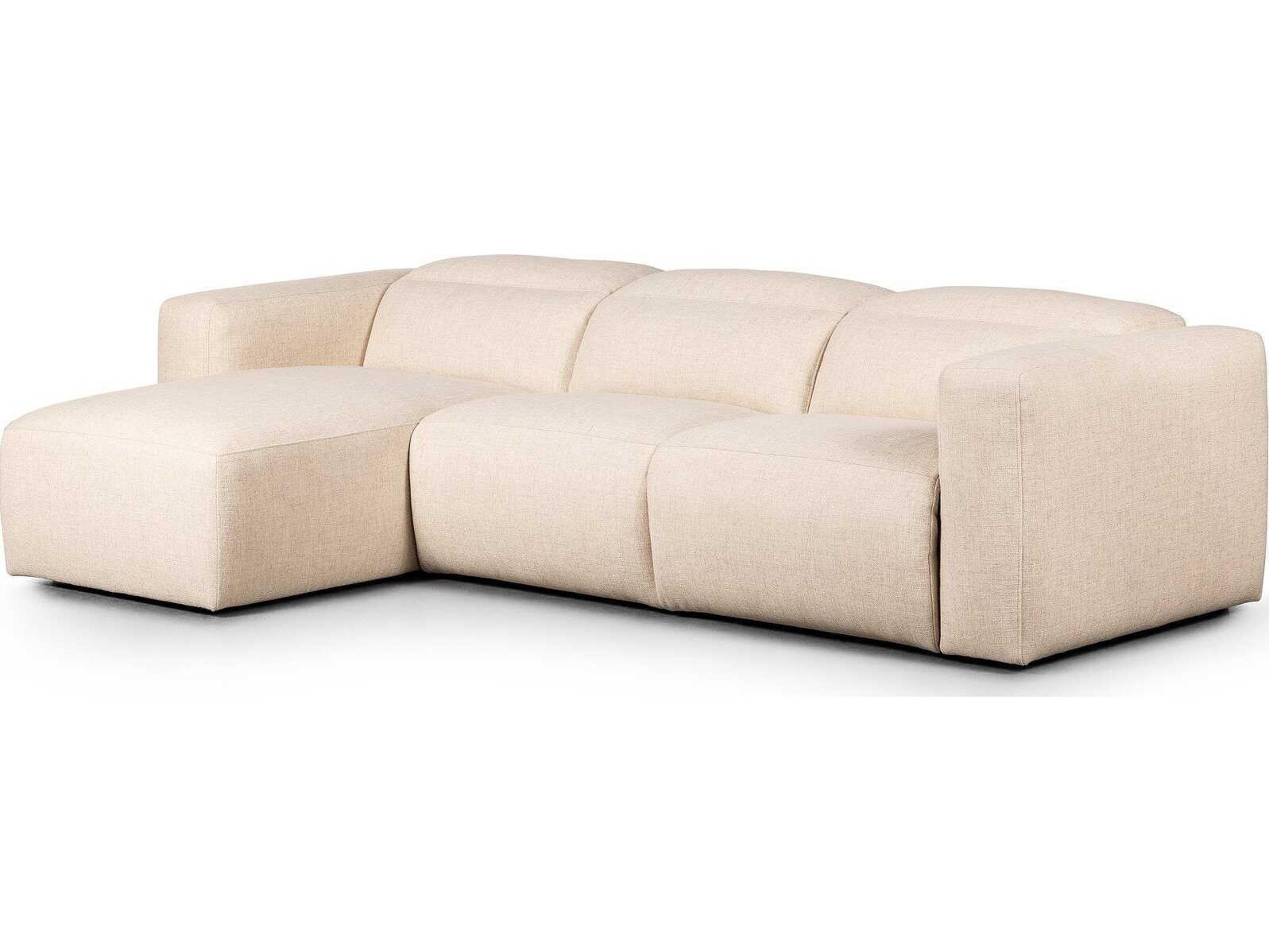 Four Hands Norwood Radley Power Recliner 3 - Piece Cream Upholstered Sectional Sofa with LAF Chaise