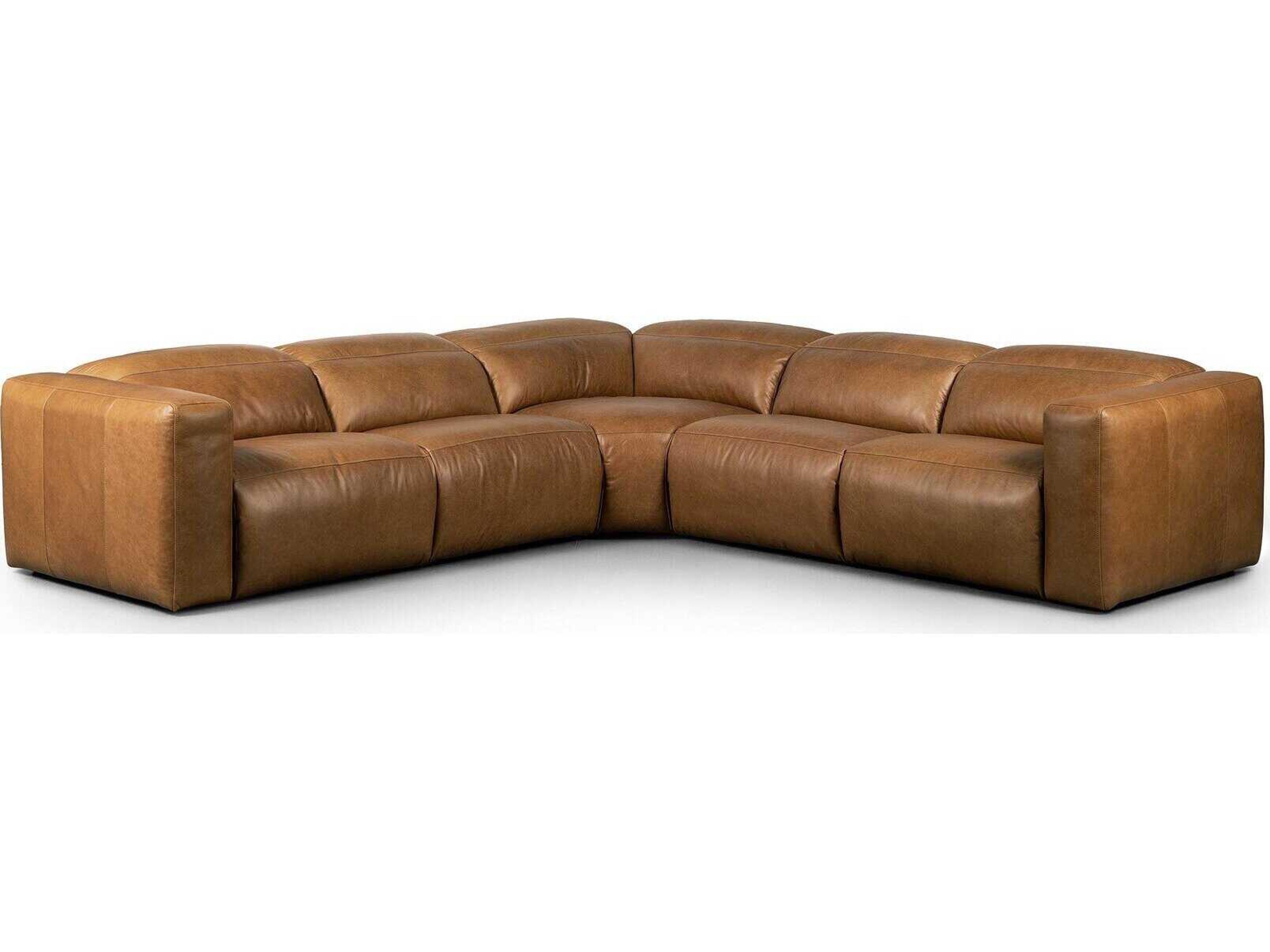 Four Hands Norwood Radley 5 - Piece Reclining Brown Leather Sectional Sofa