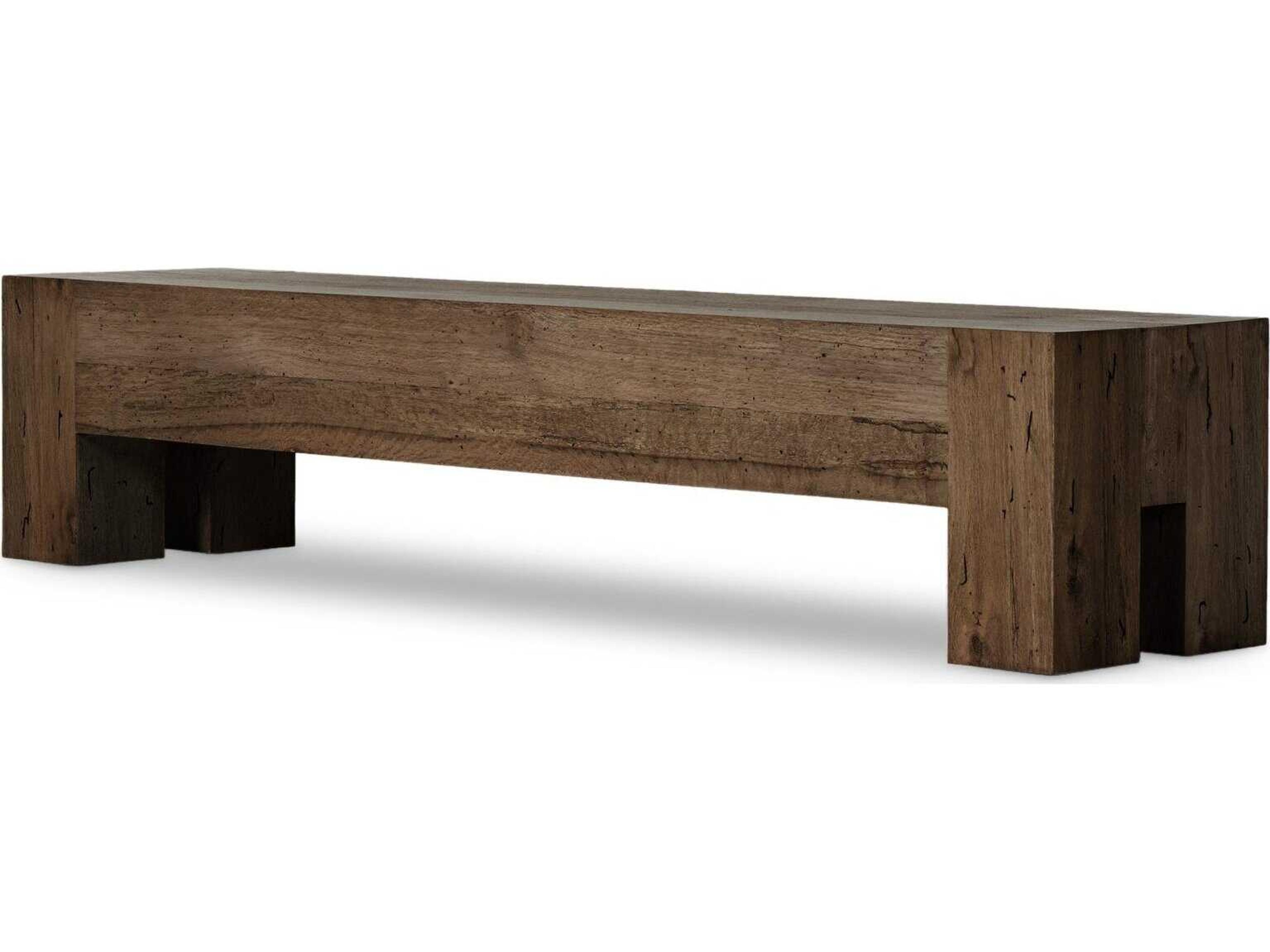 Four Hands Wesson Ebony Rustic Wormwood Oak Black Accent Bench