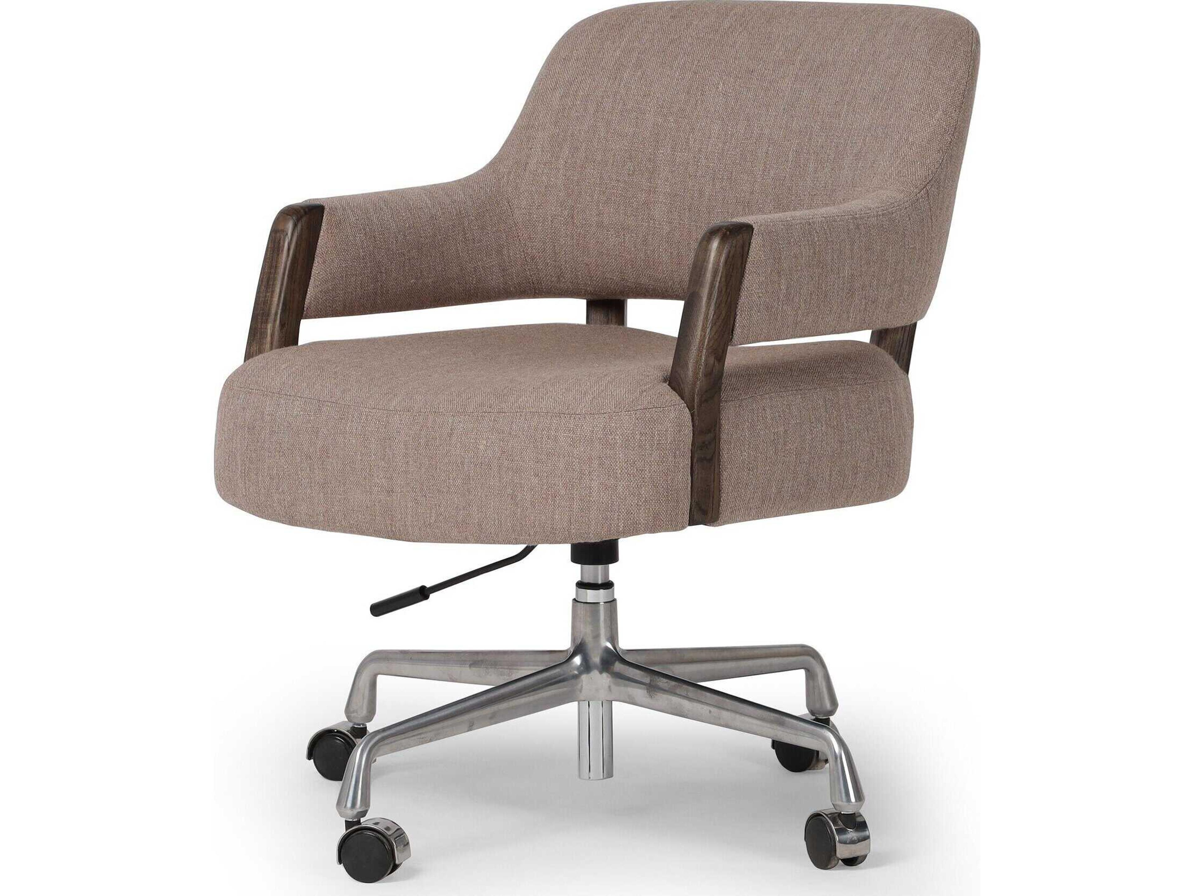 Four Hands Allston Brown Upholstered Adjustable Swivel Computer Office Chair