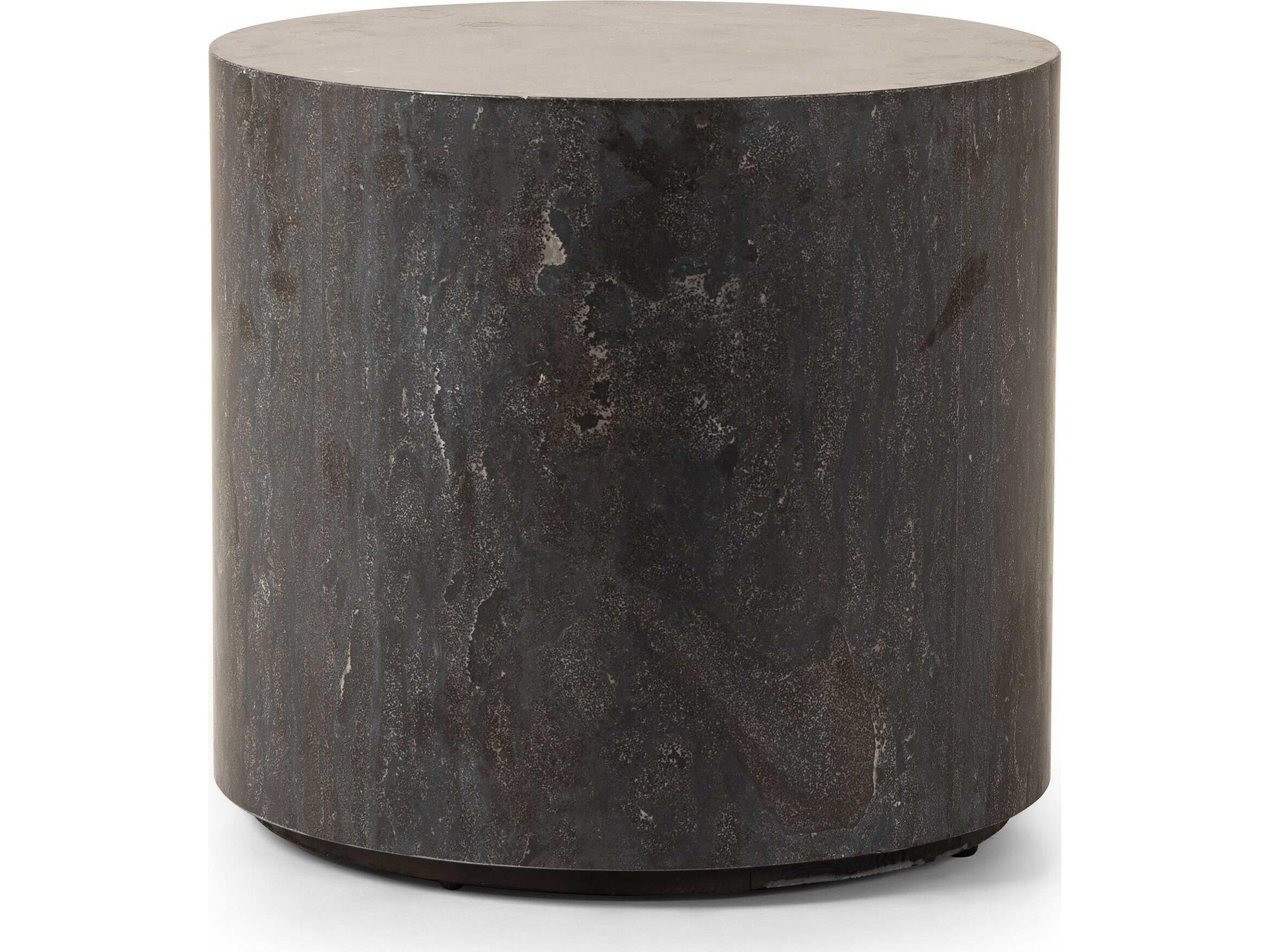 Four Hands Hughes Round Bluestone End Table