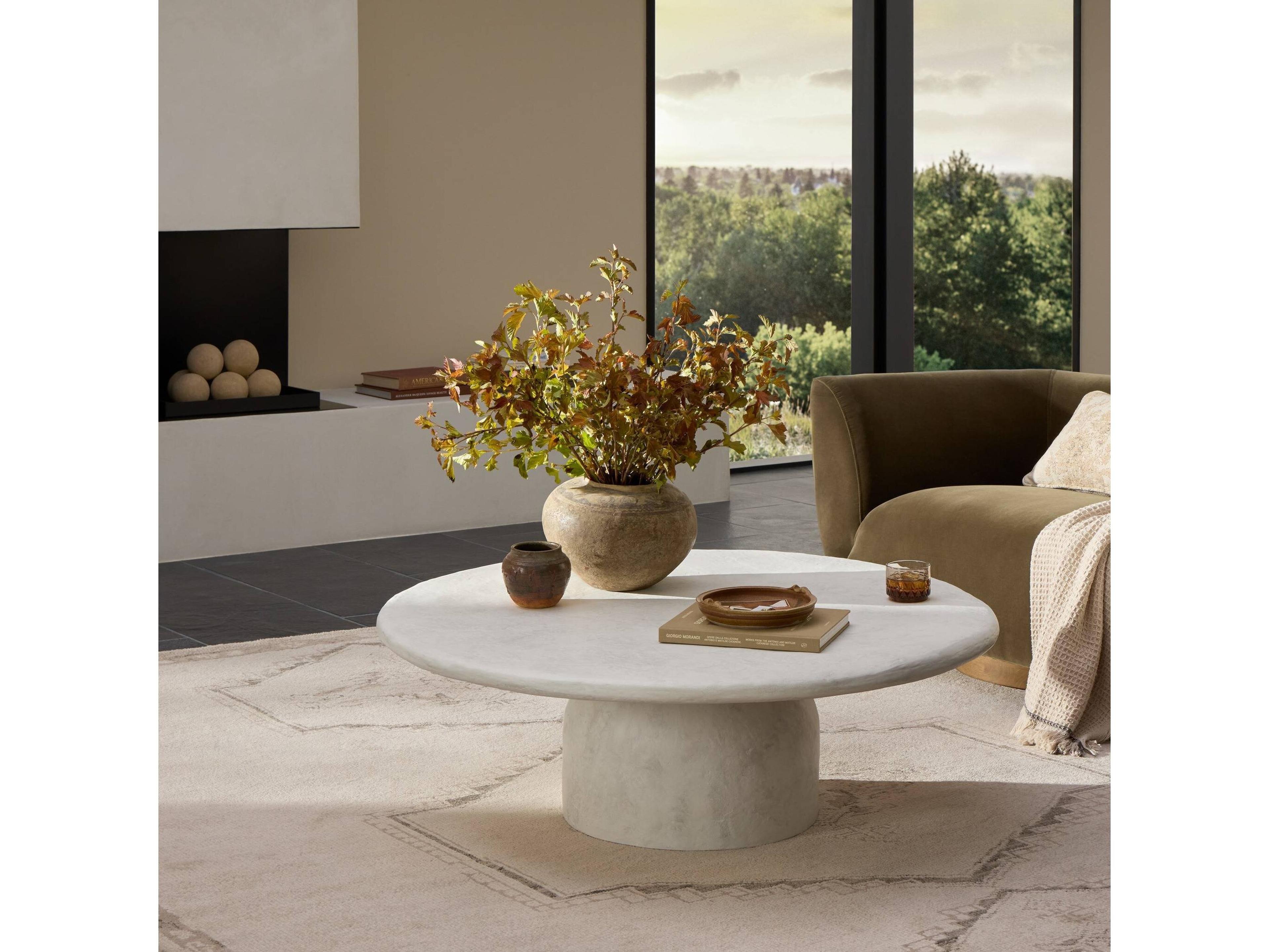 Four Hands Chandler Janice Textured Lunar Concrete Coffee Table