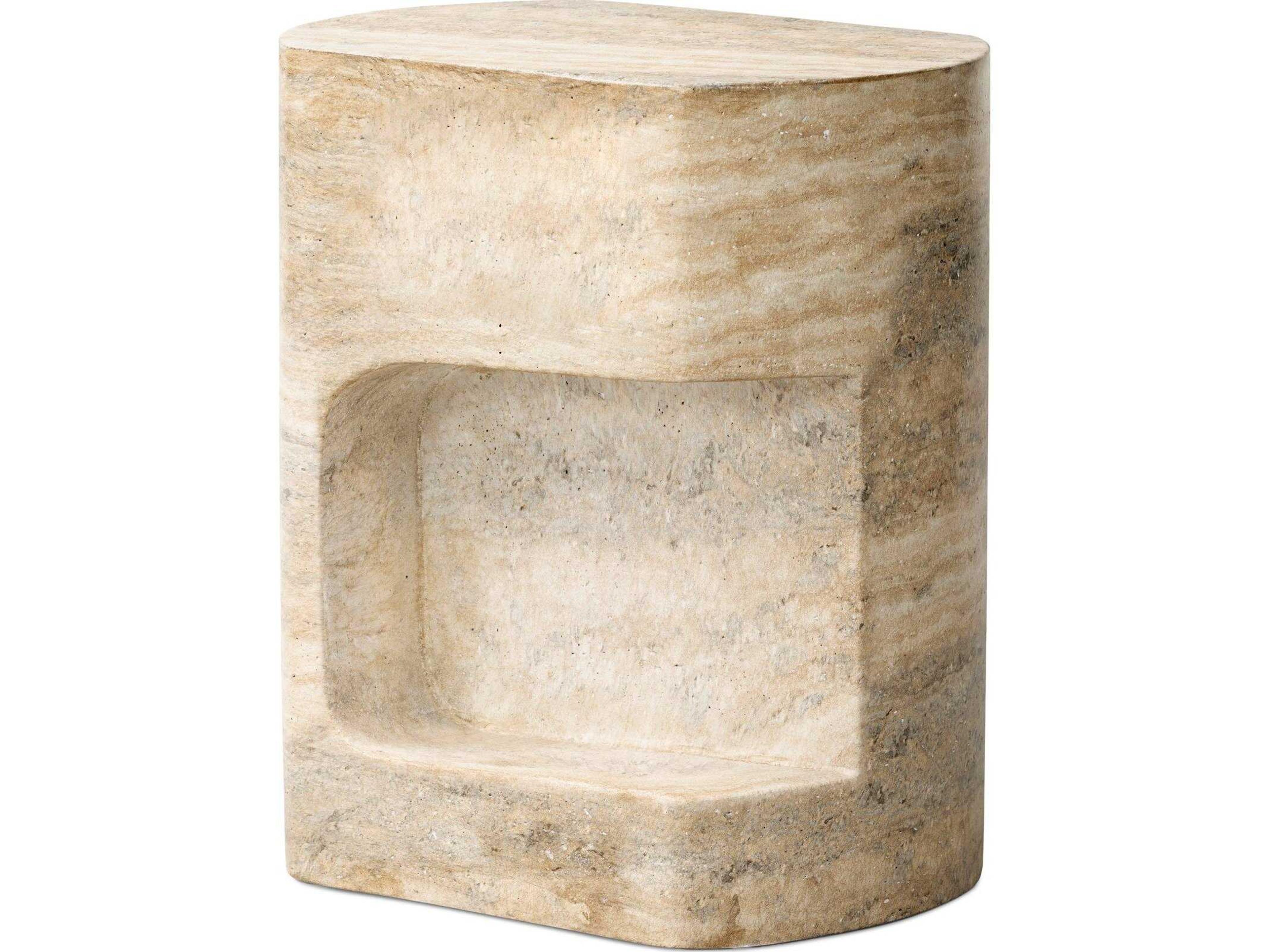 Four Hands Chandler Oval Concrete Textured Sandy Grey End Table
