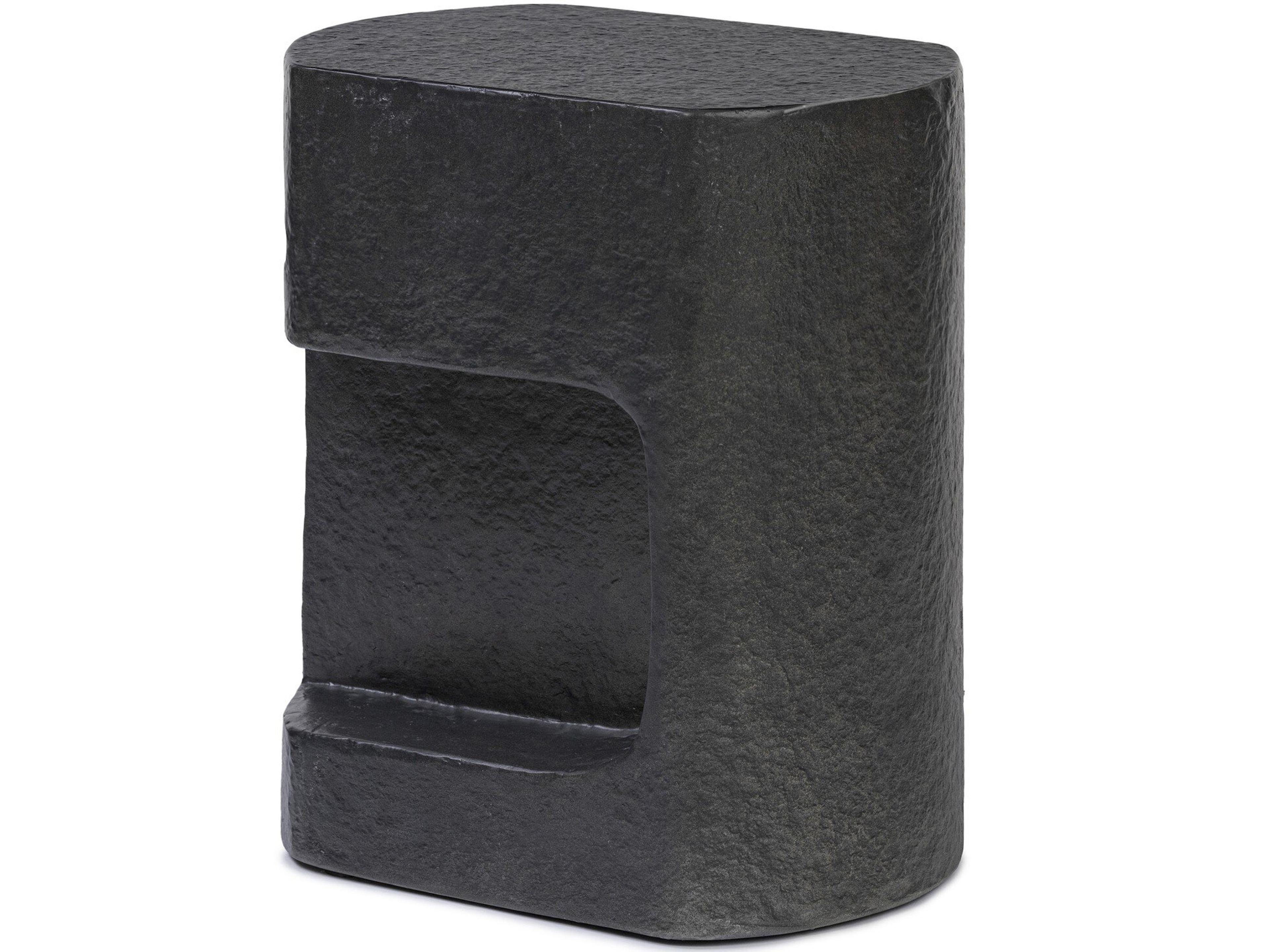 Four Hands Chandler Clementine Distressed Graphite Concrete Oval End Table