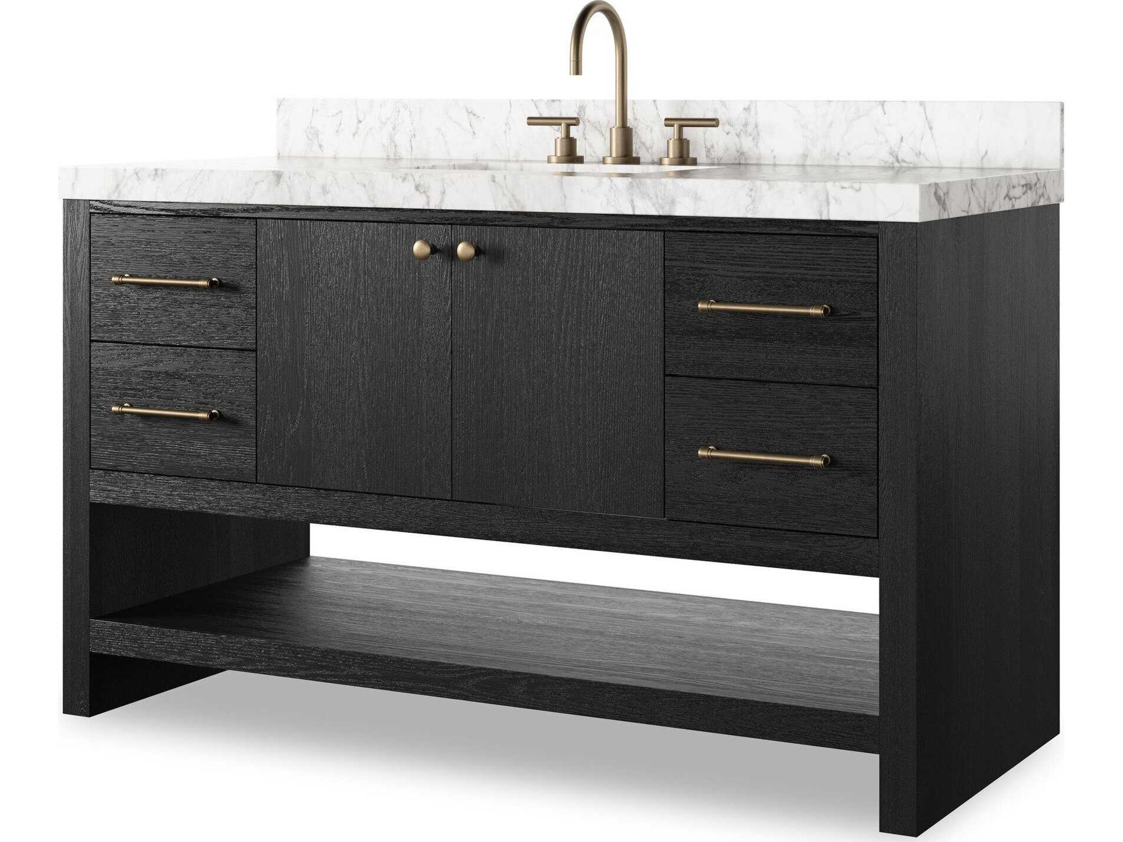 Four Hands Anthem Single Wide Vanity - Black Wash Oak Veneer