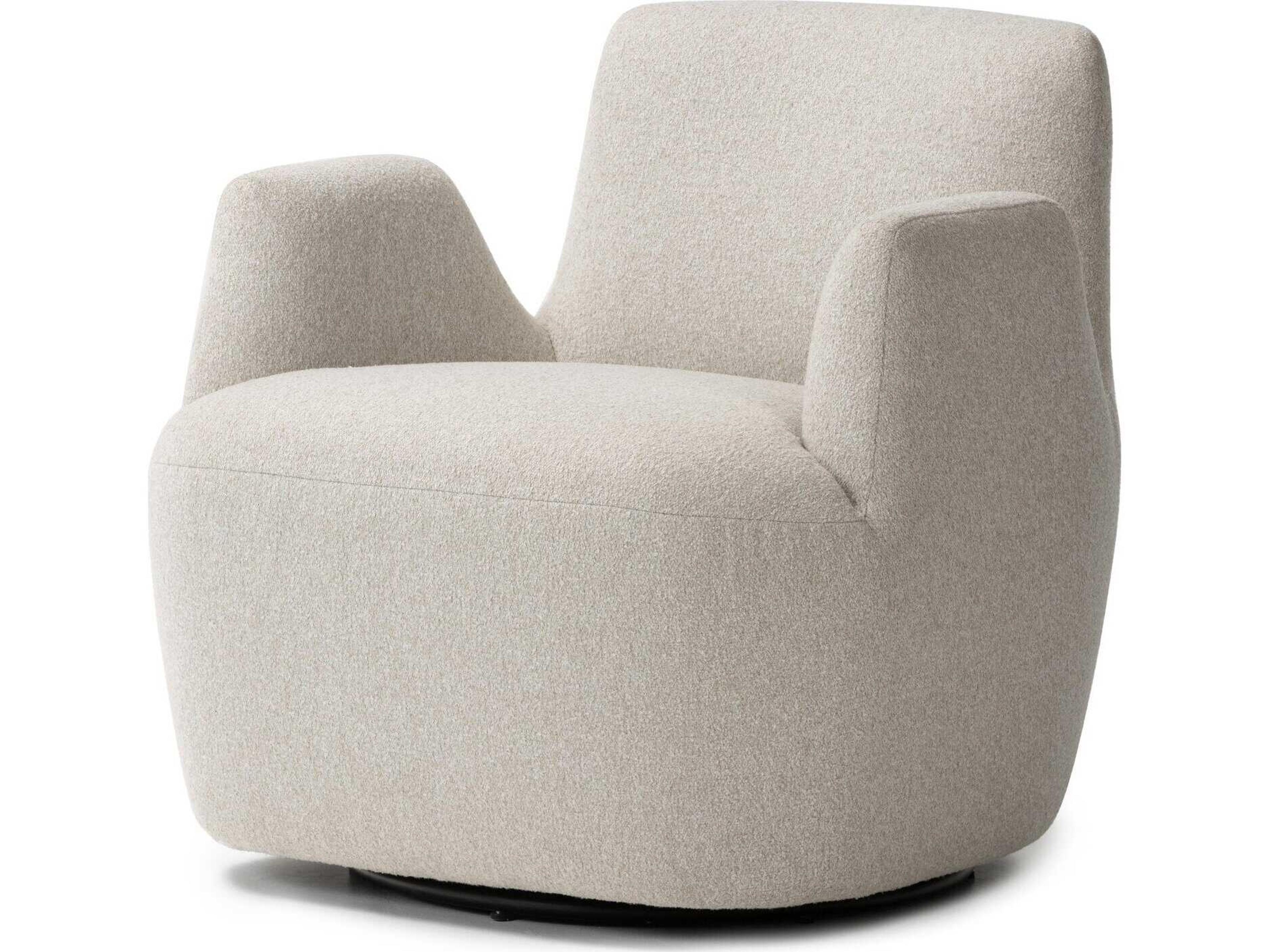 Four Hands Farrow Swivel White Fabric Accent Chair