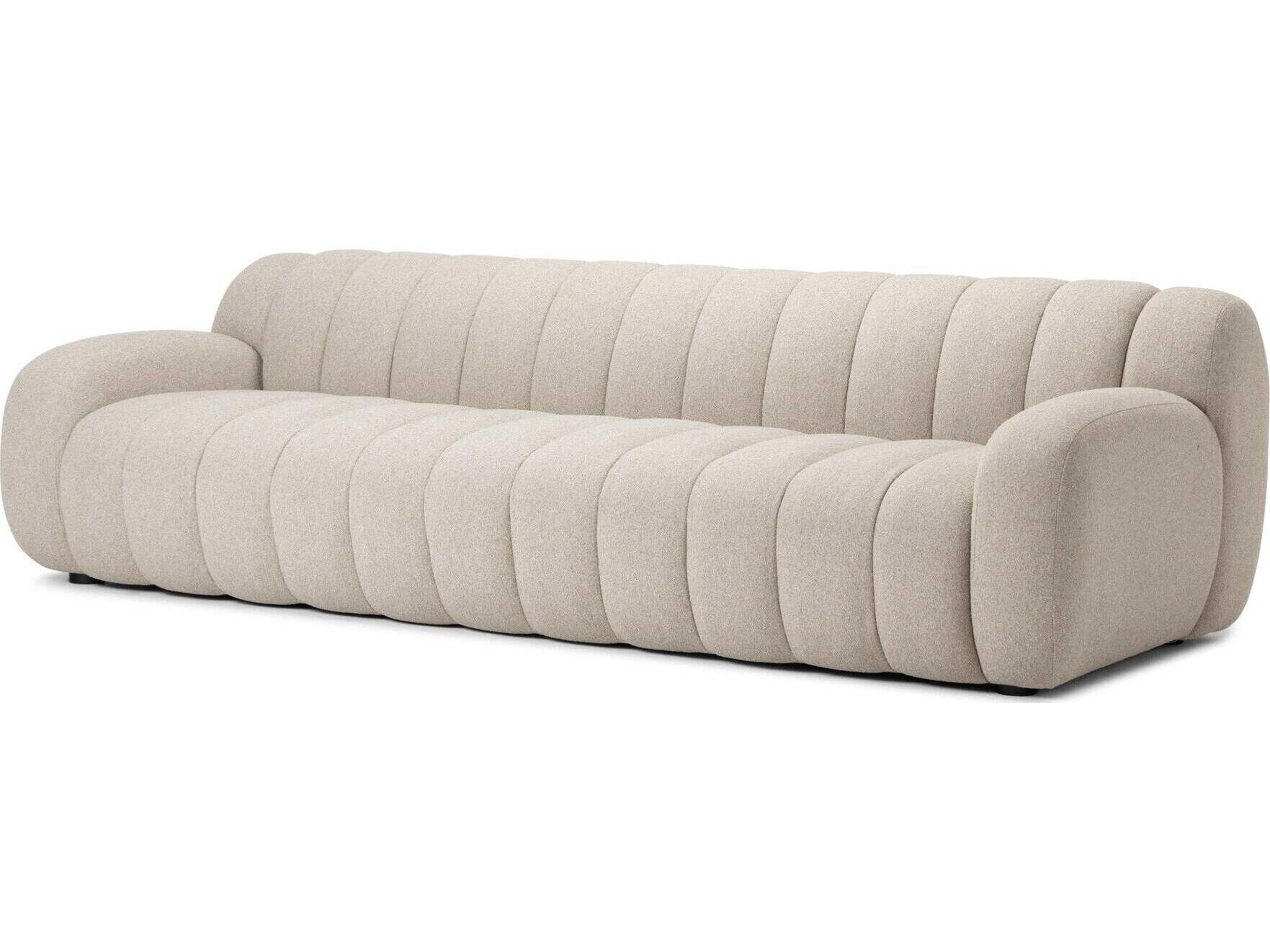 Four Hands Oslo Weslie Flax Black Parawood White Upholstered Sofa