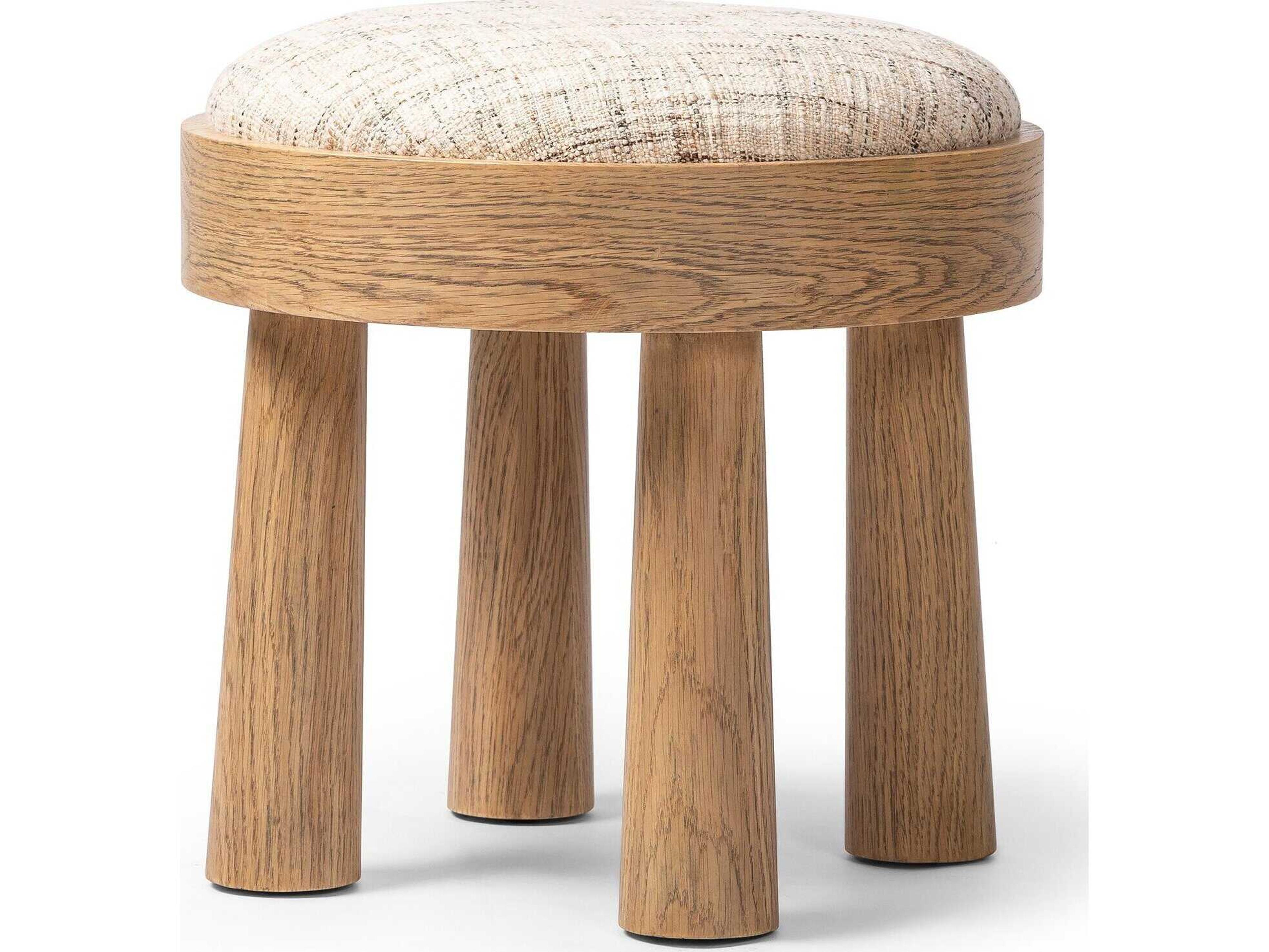 Four Hands Townsend Louise Ostend Natural Upholstered Accent Stool