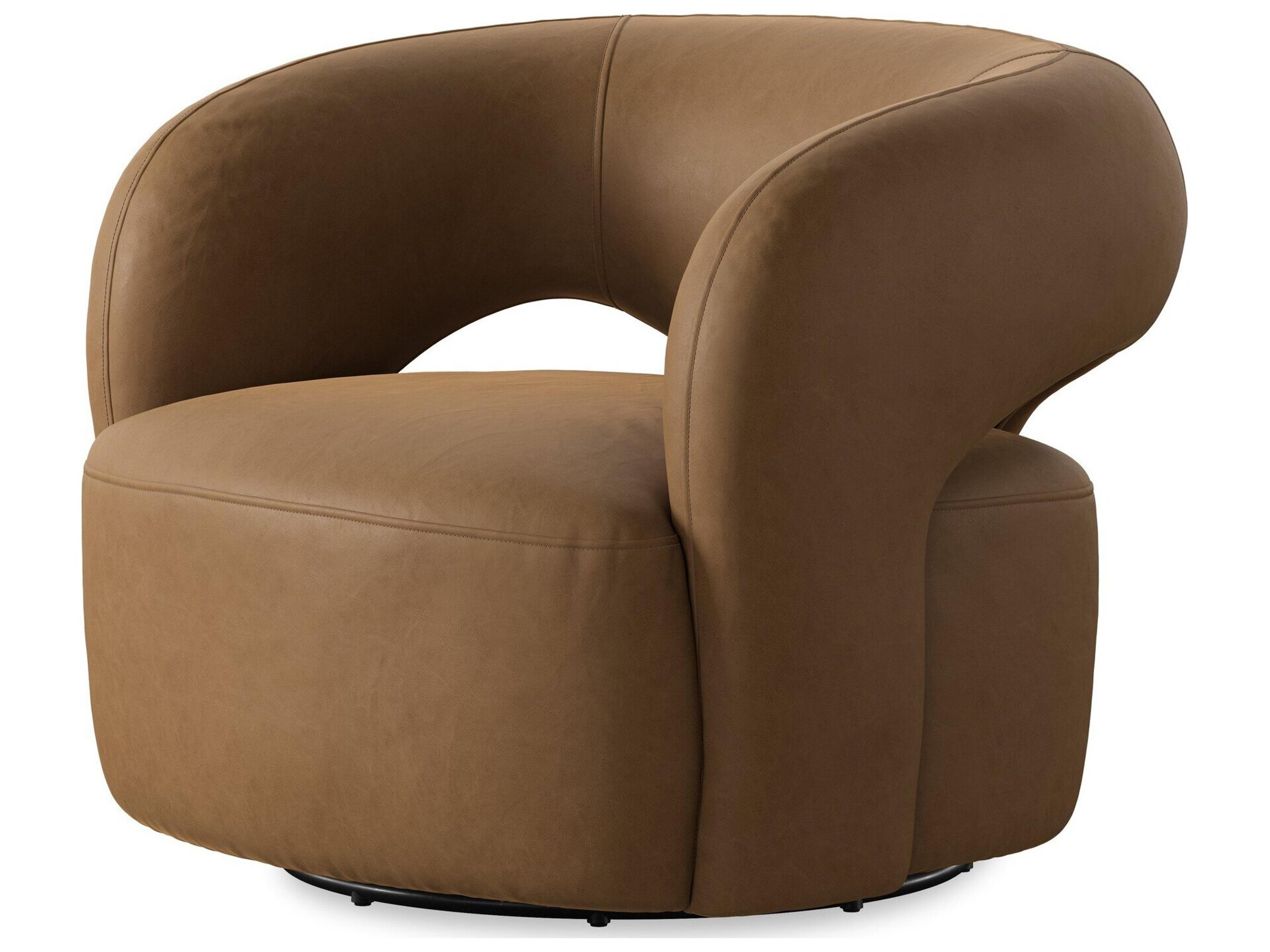 Four Hands Grayson Swivel Maestro Camel Leather Accent Chair