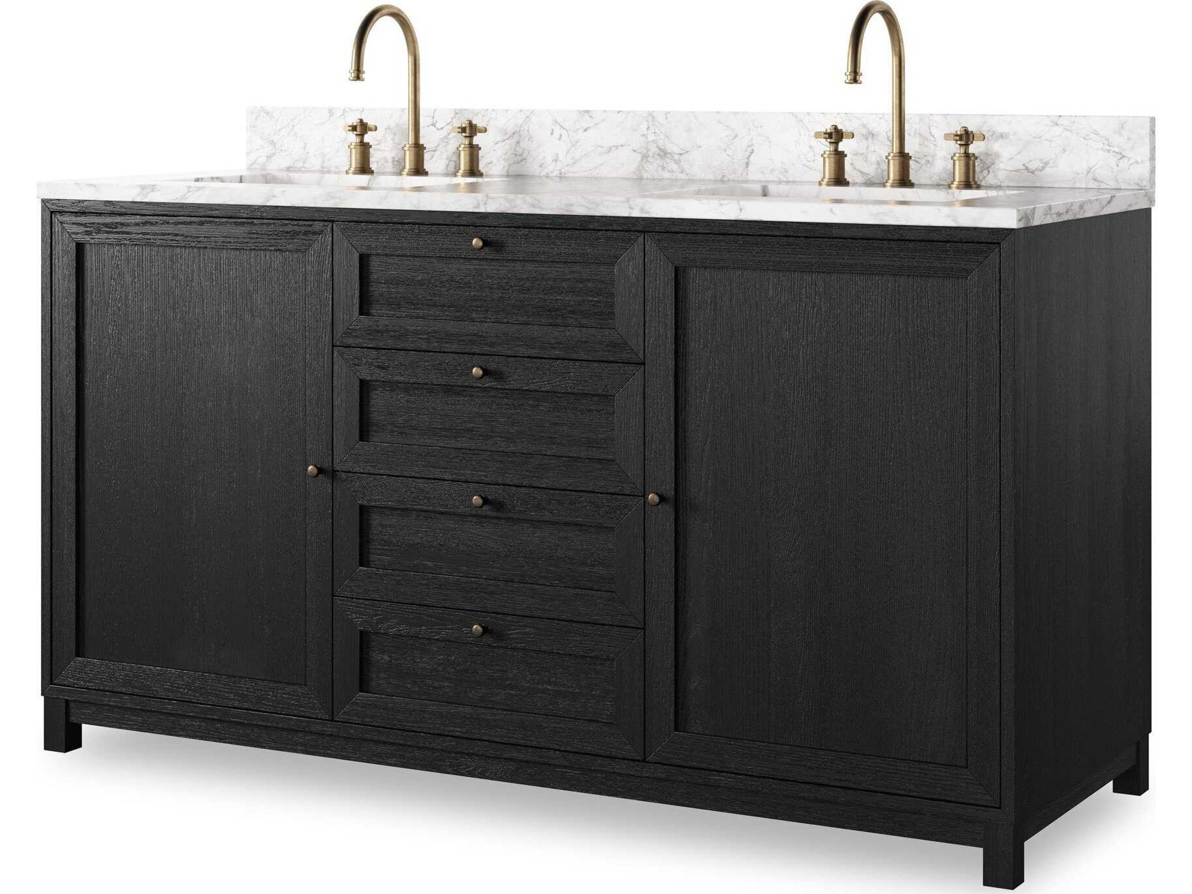 Four Hands Millie Double Vanity - Satin Drifted Black Veneer