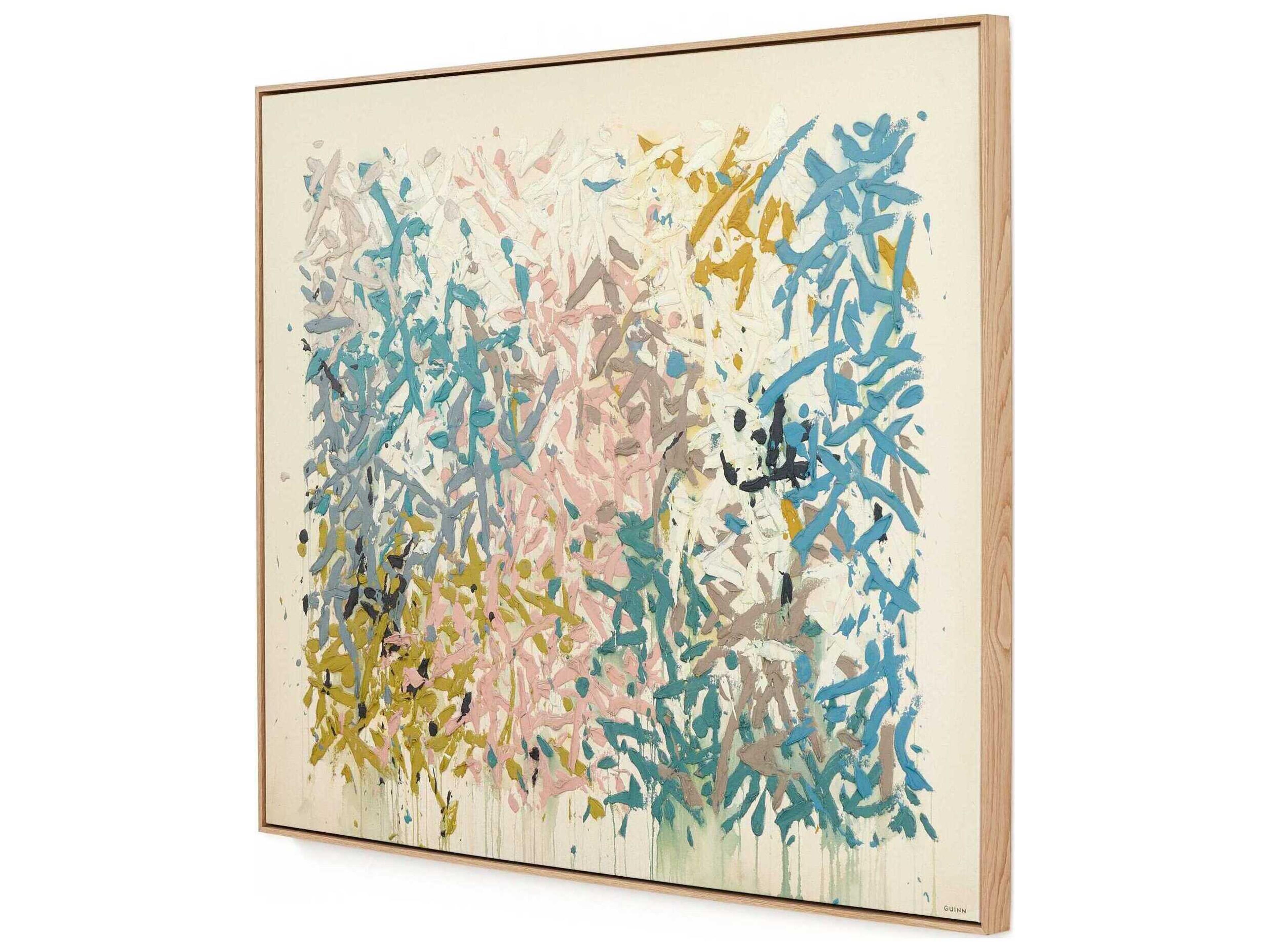 Four Hands Art Studio Our Hands Are Open No. 18 by Tyler Guinn Vertical Grain White Oak Floater Canvas Wall Art