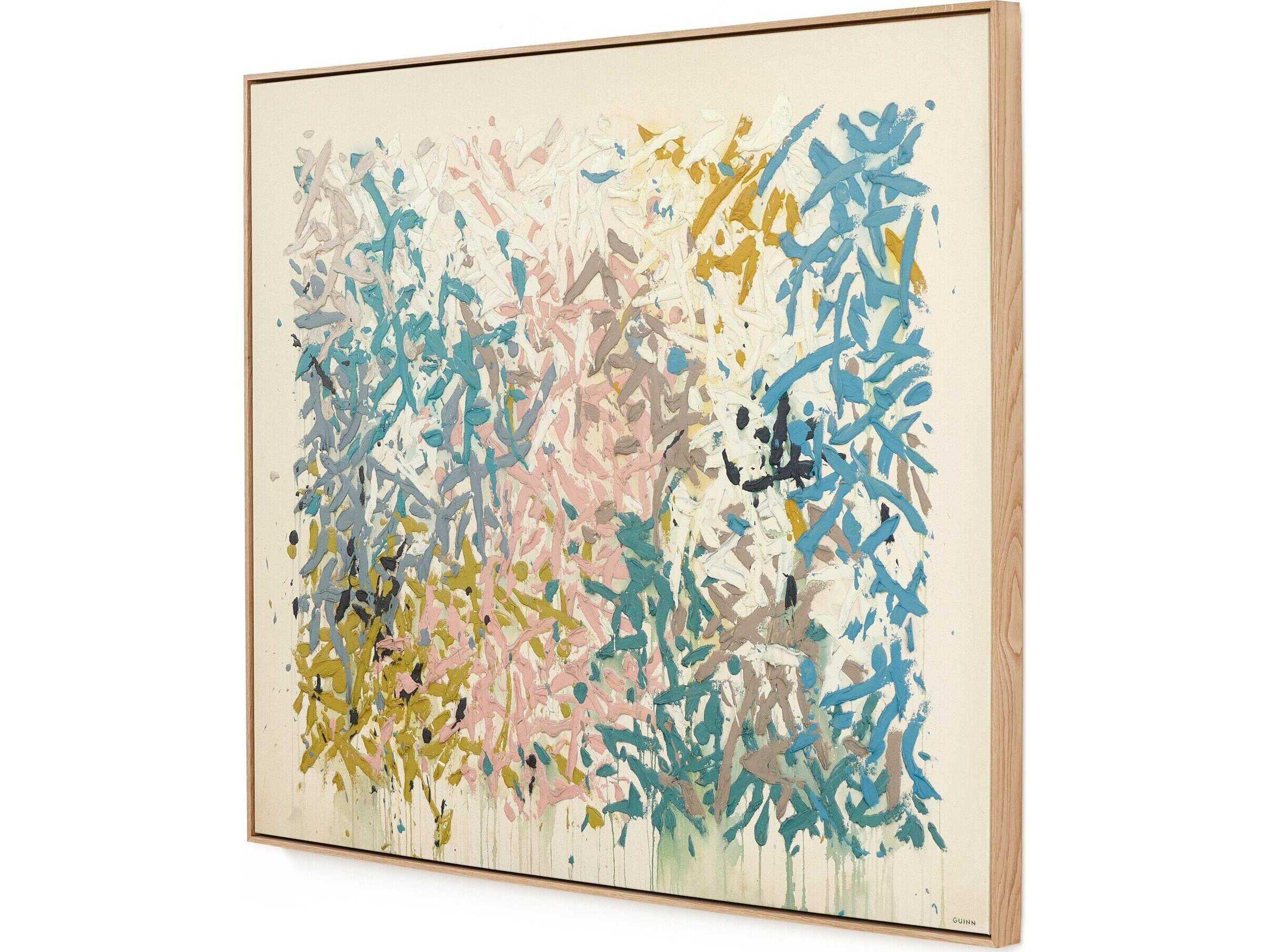 Four Hands Art Studio Our Hands Are Open No. 18 by Tyler Guinn Vertical Grain White Oak Floater Canvas Wall Art