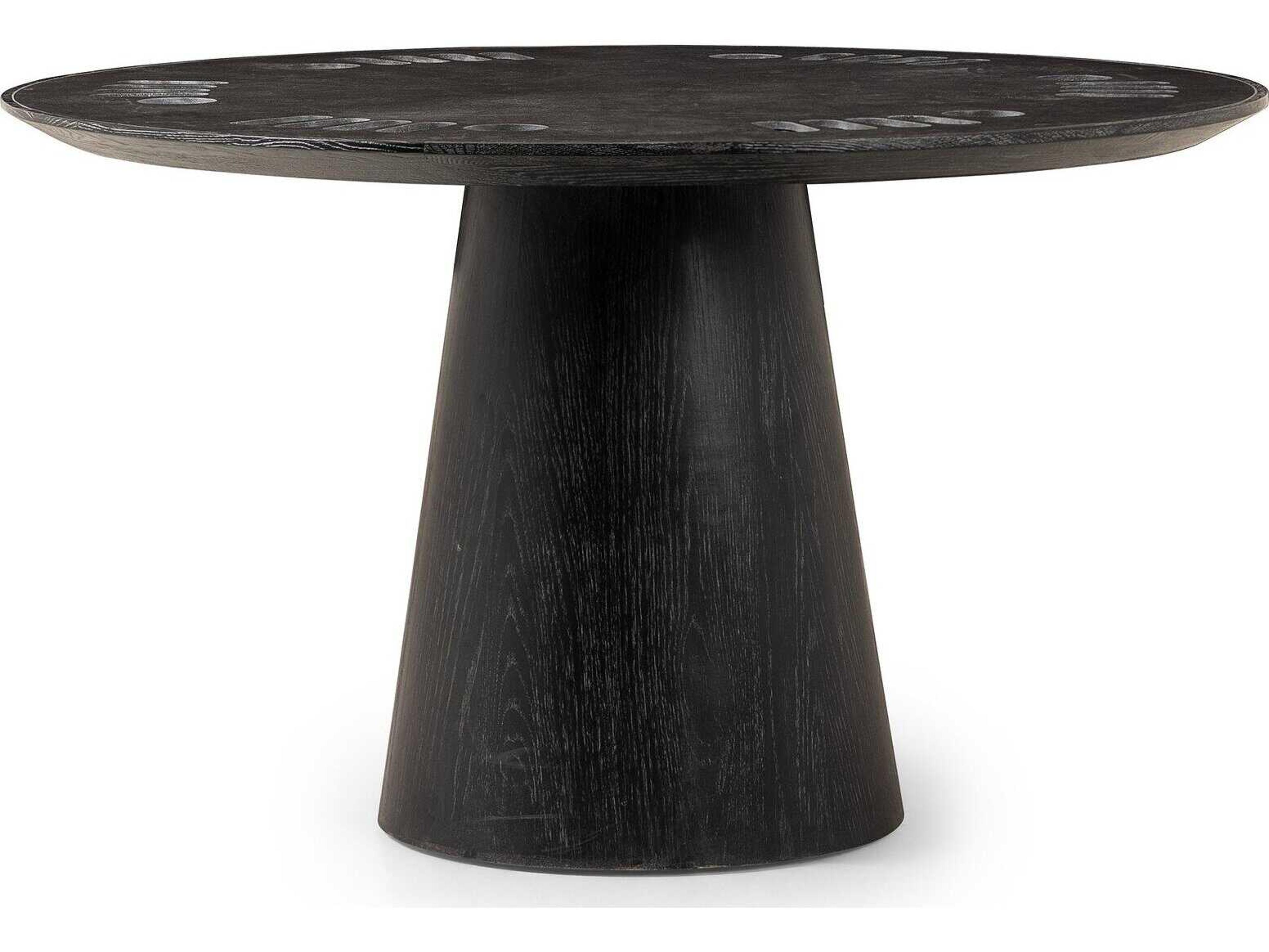 Four Hands Hughes Oak Wood Washed Black Bluestone Game Table