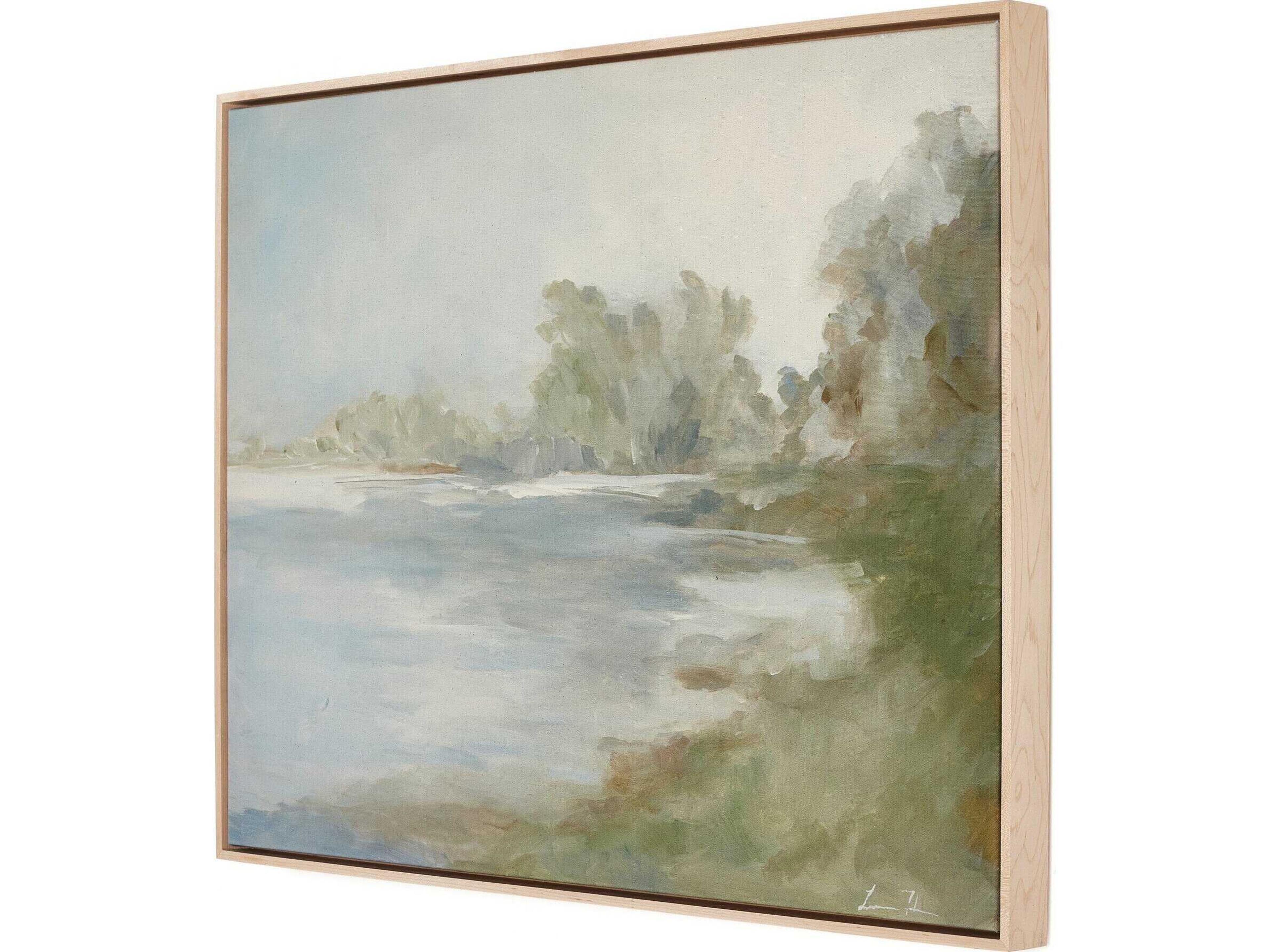 Four Hands Art Studio Lake by Lauren Fuhr Natural Maple Floater Canvas Wall Art