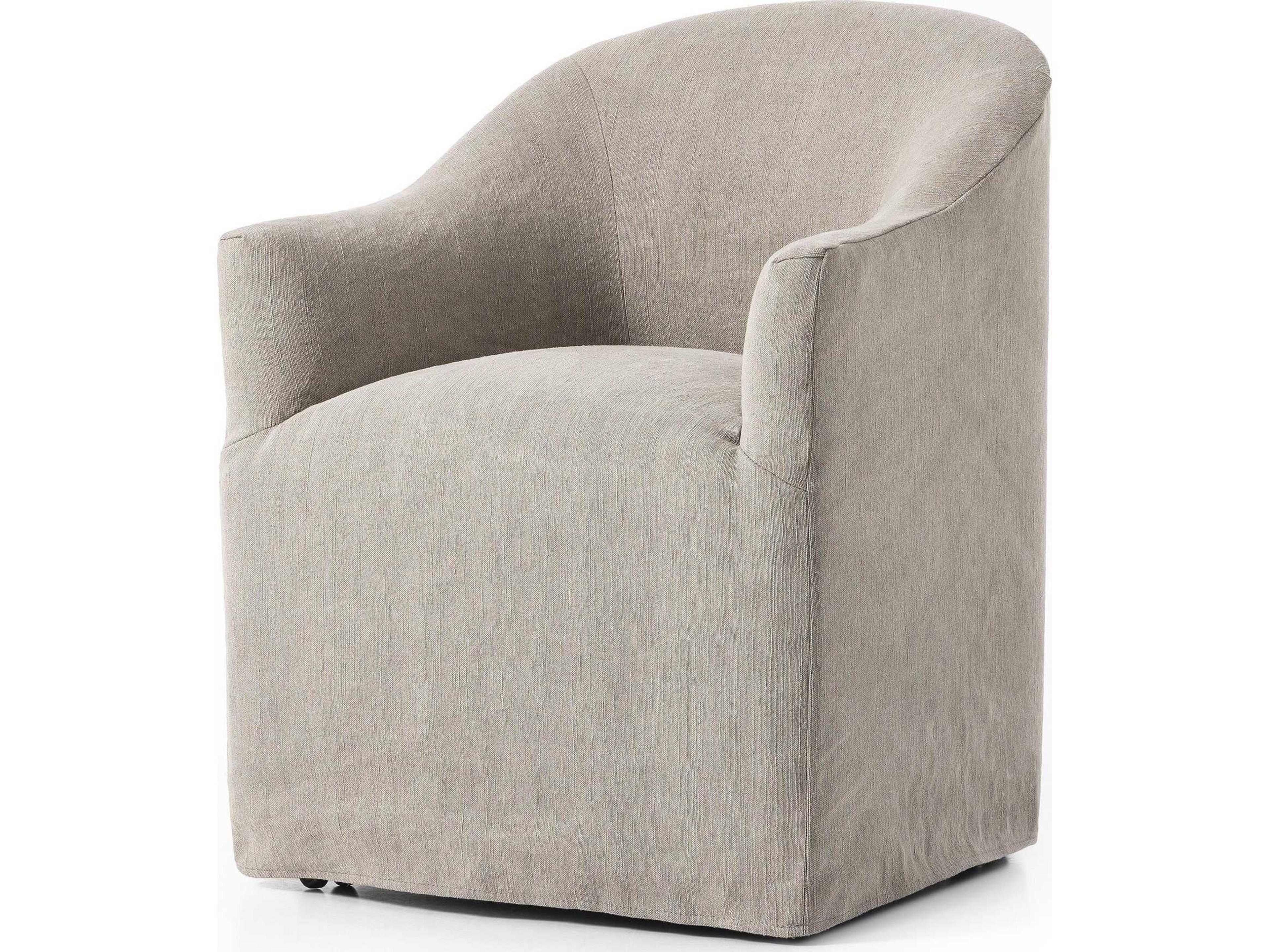 Four Hands Kensington Cove Heather Twill Stone Dining Chair w/ Casters