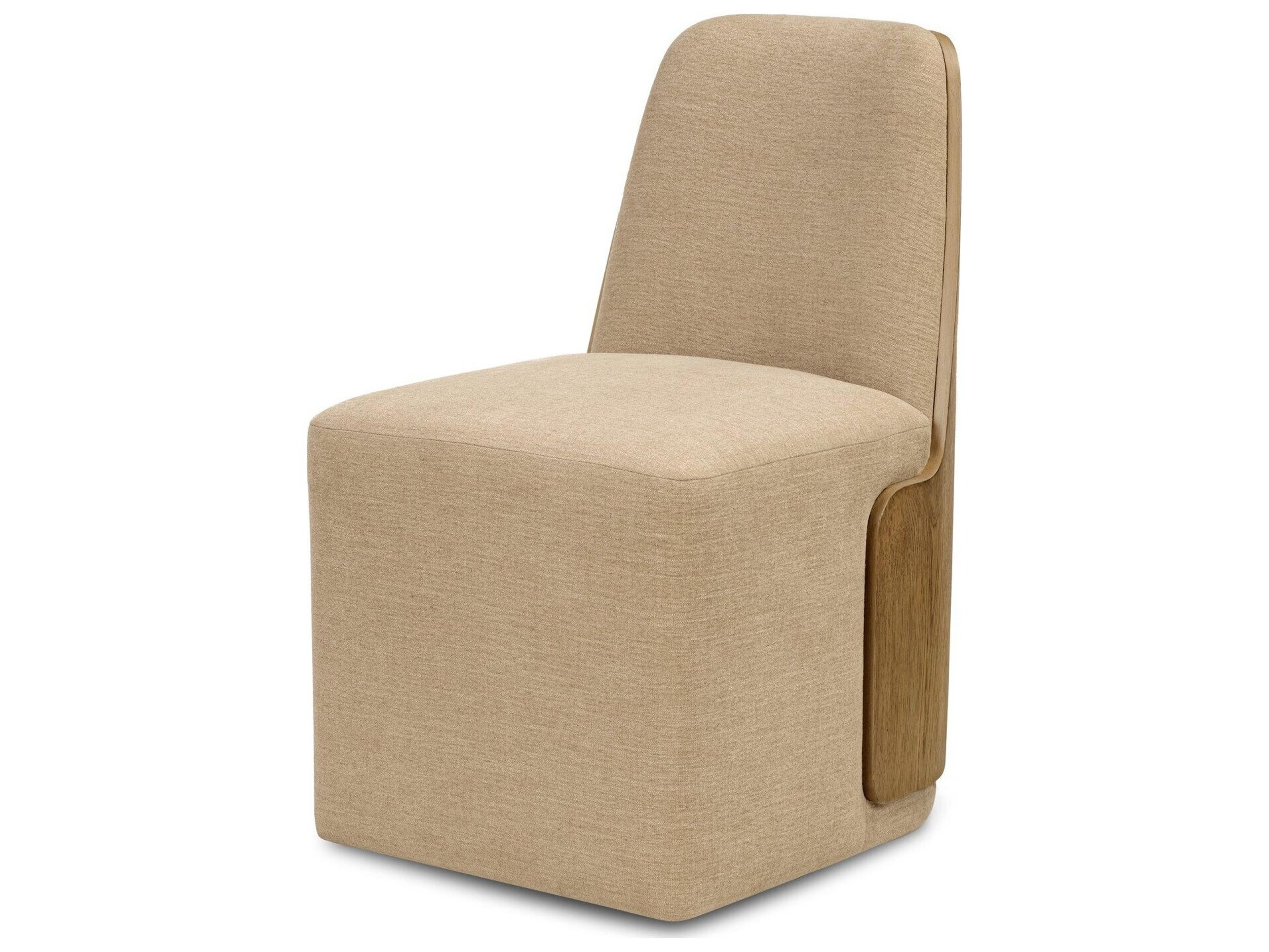 Four Hands Lawson Oak Wood Natural Upholstered Armless Dining Chair