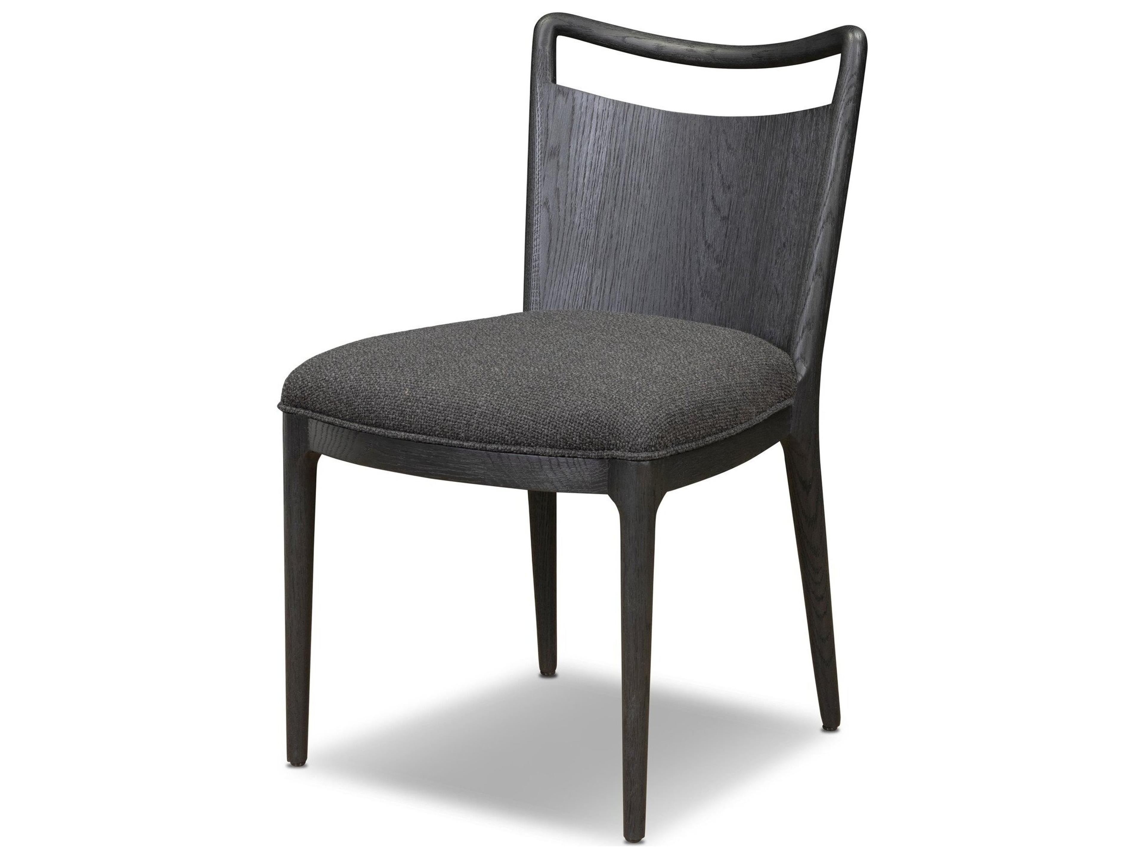 Four Hands Agency Oak Wood Black Upholstered Armless Dining Chair