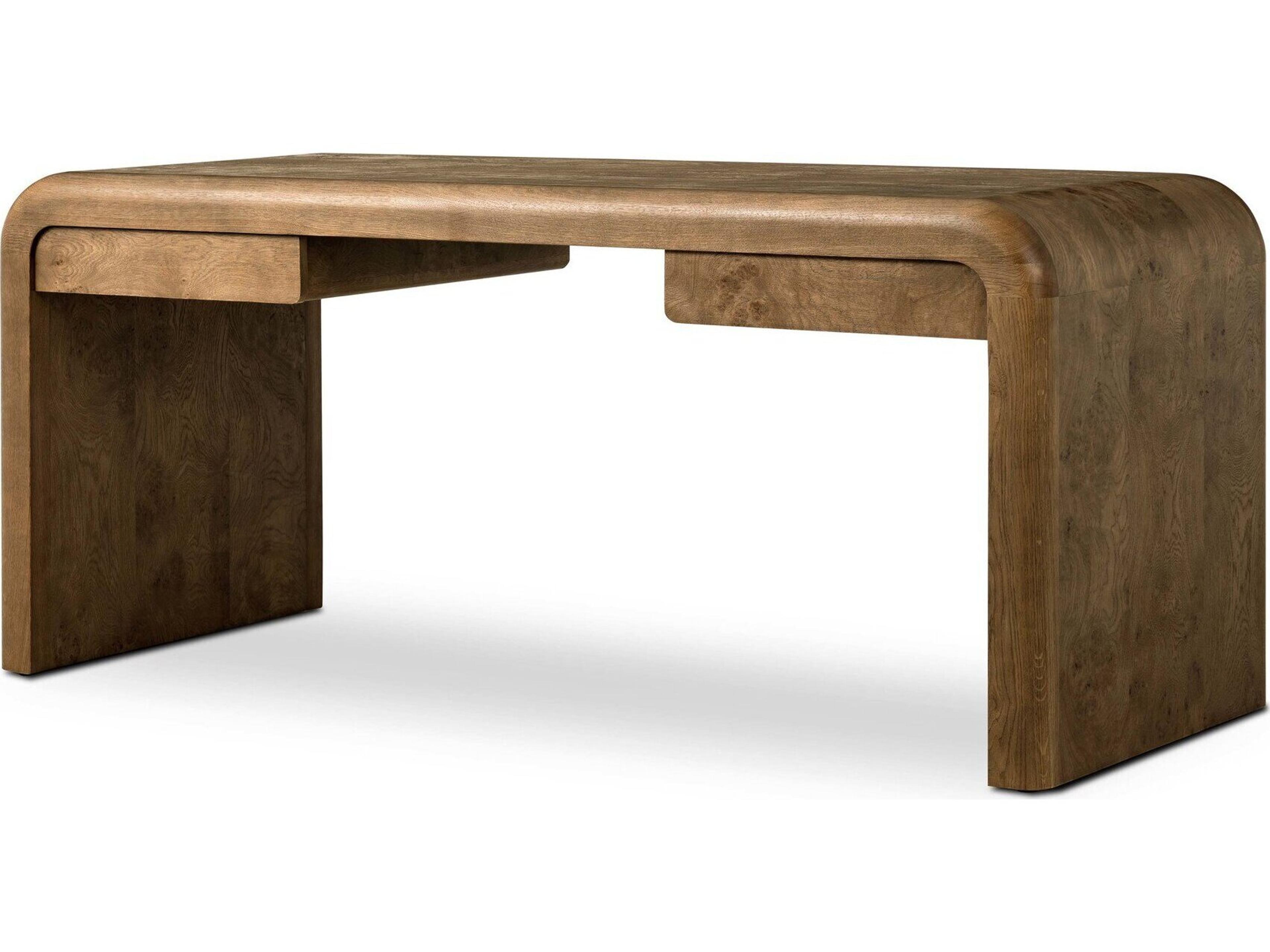 Four Hands Collins Rye Burl Oak Veneer Brown Wood Writing Desk