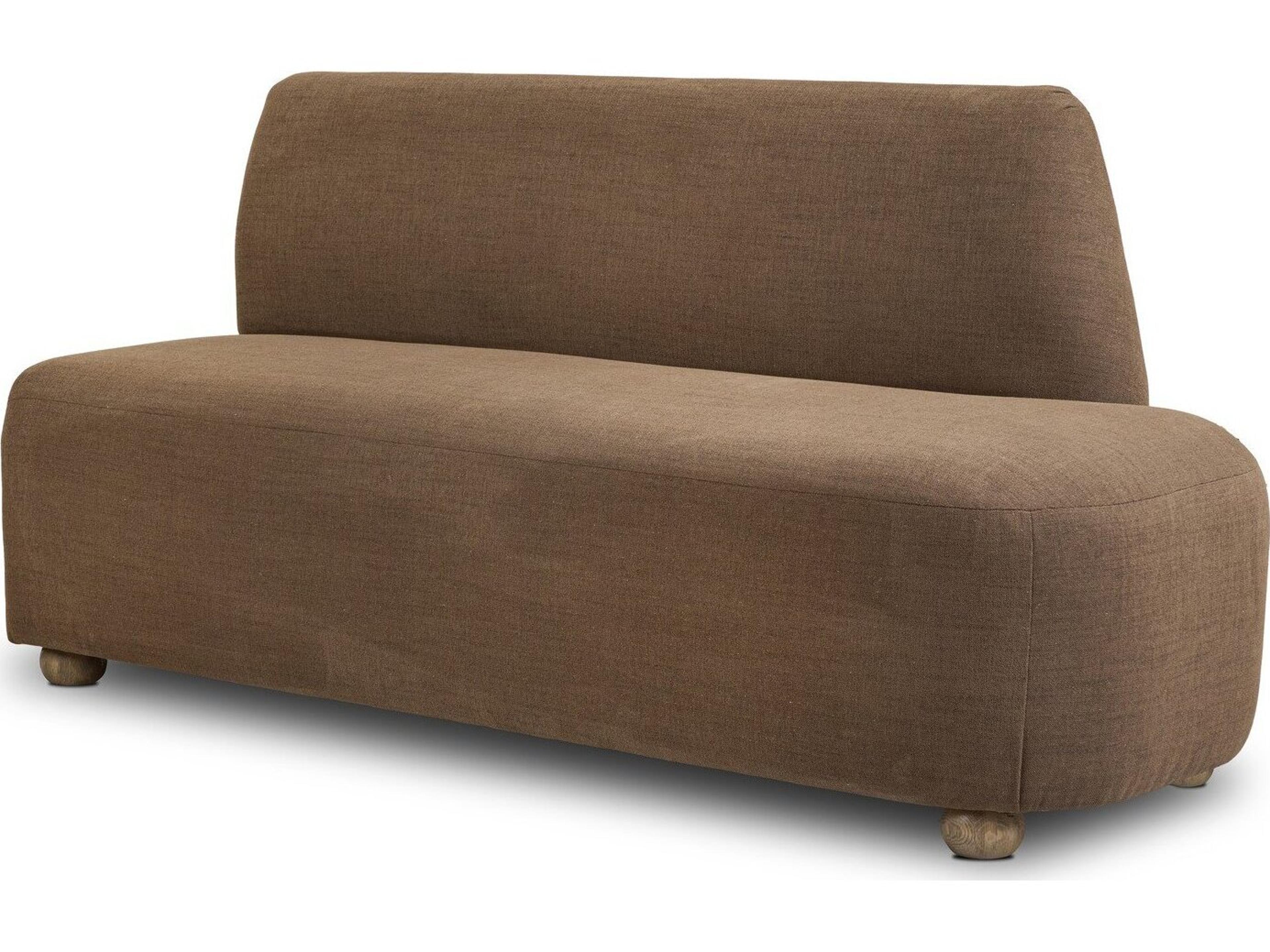 Four Hands Easton Oak Wood Brown Upholstered Armless Dining Chair