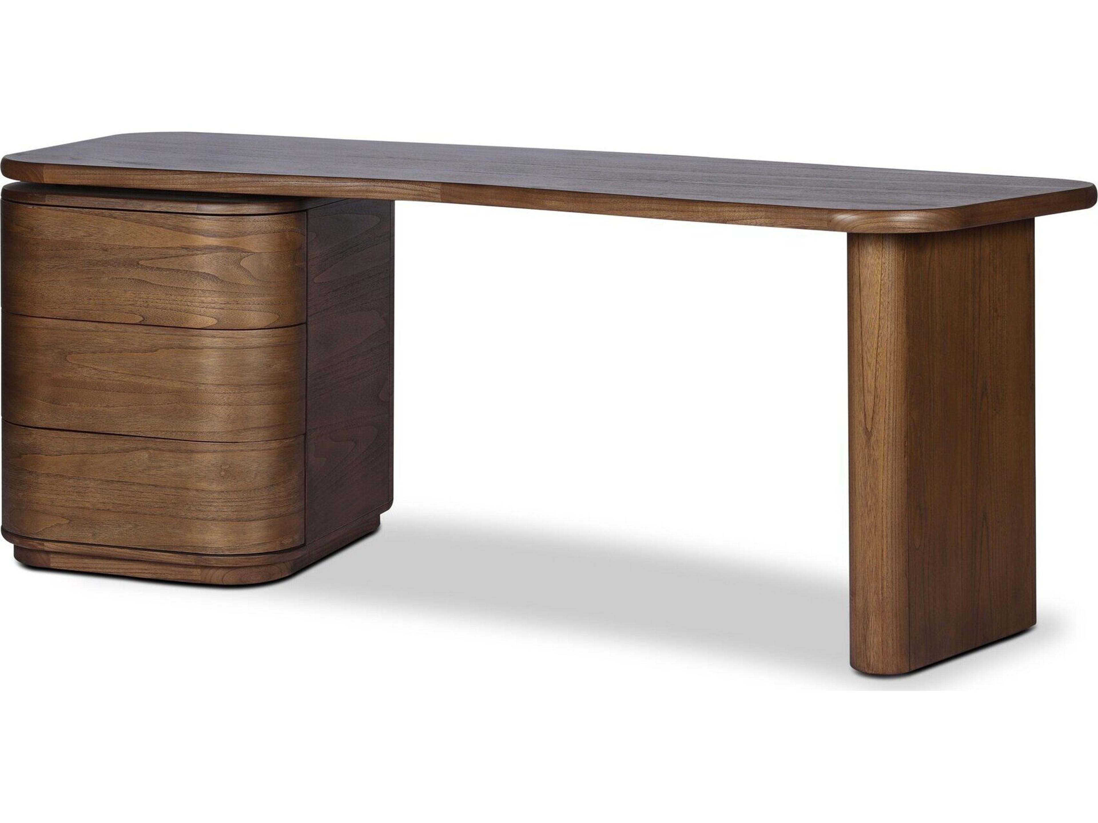Four Hands Hamilton Amber Sungkai Veneer Brown Wood Executive Desk