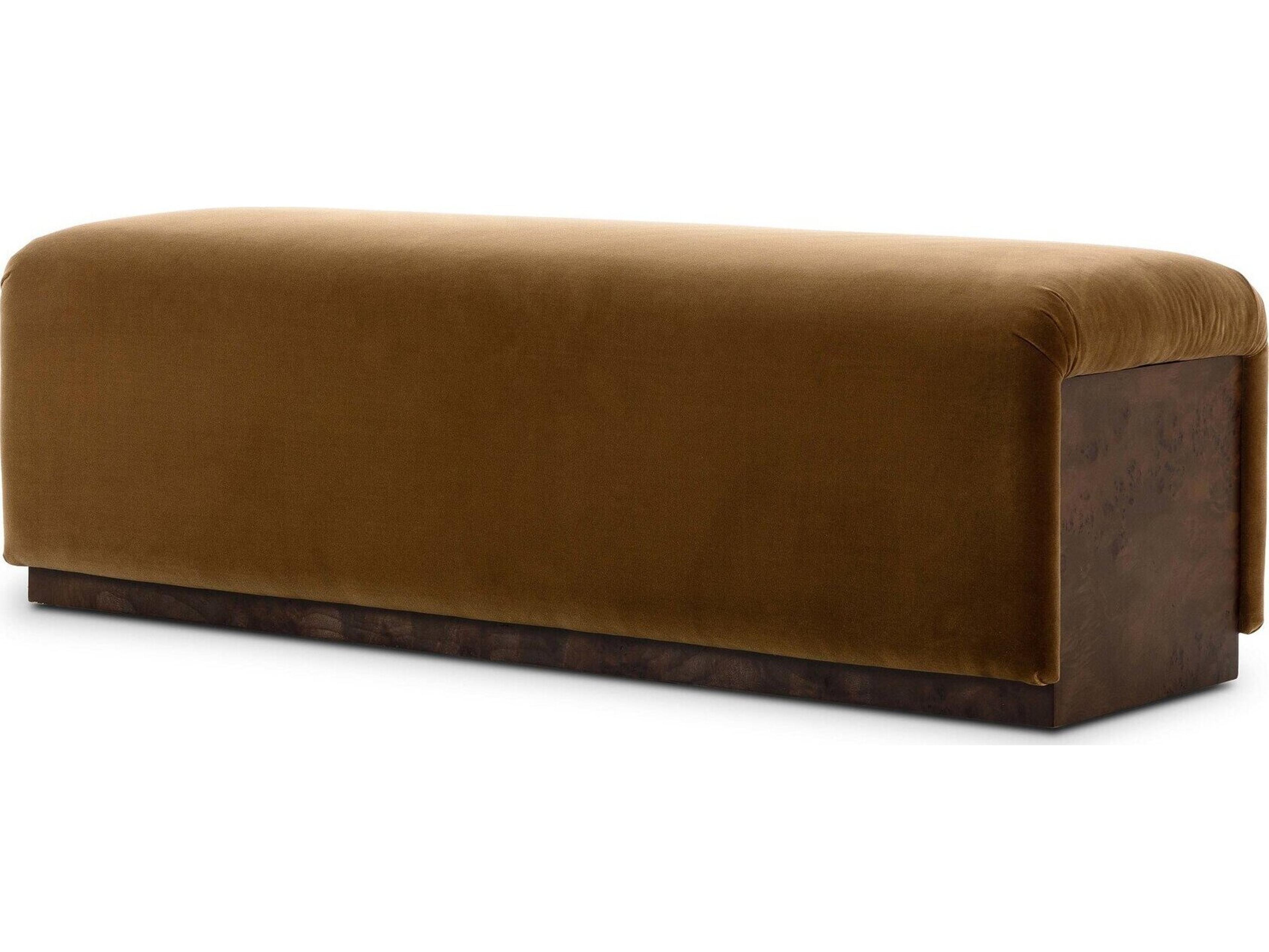 Four Hands Grayson Poplar Wood Brown Upholstered Armless Dining Chair