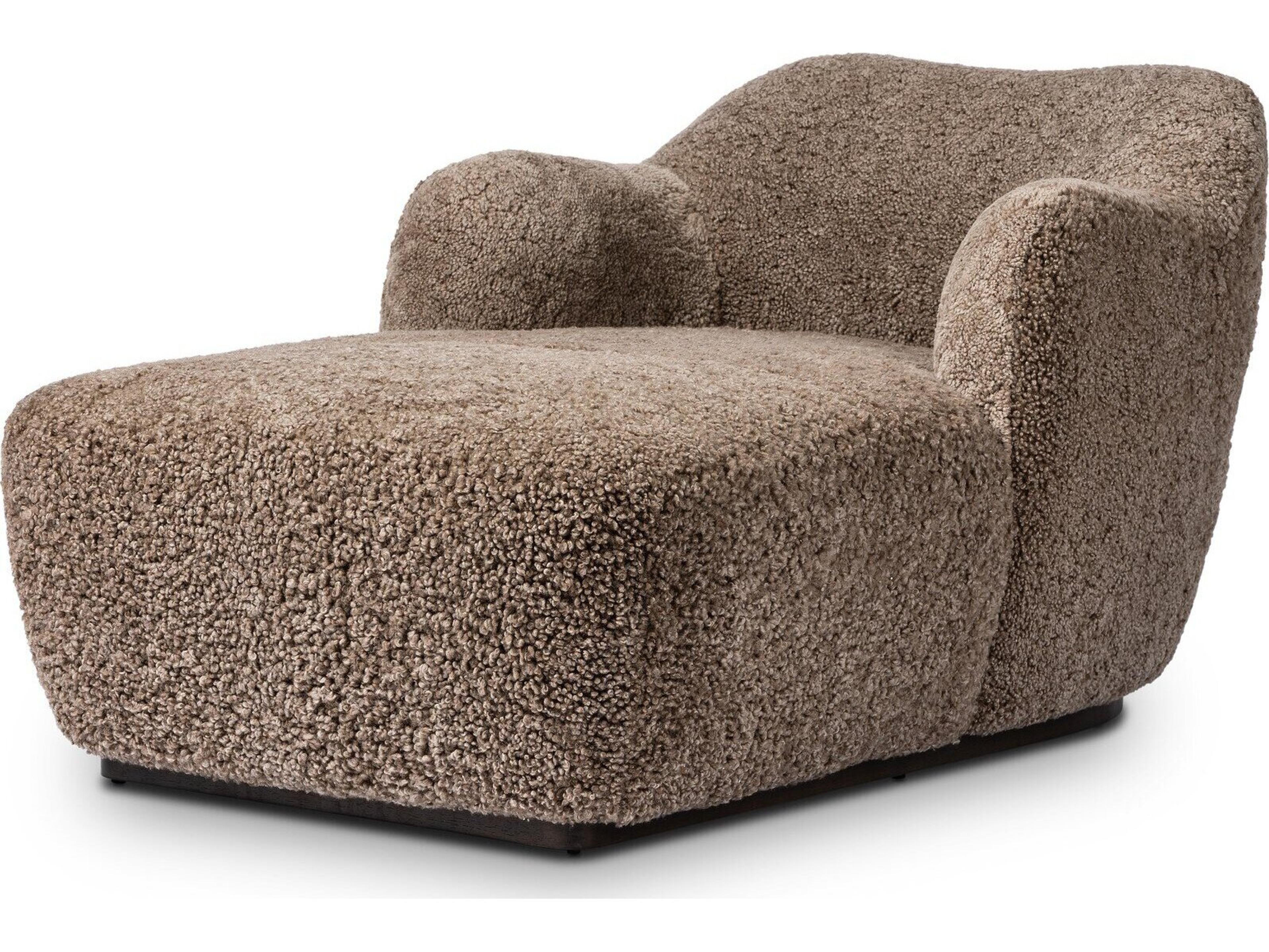 Four Hands Westgate Taupe Shearling Tan Fur Chaise