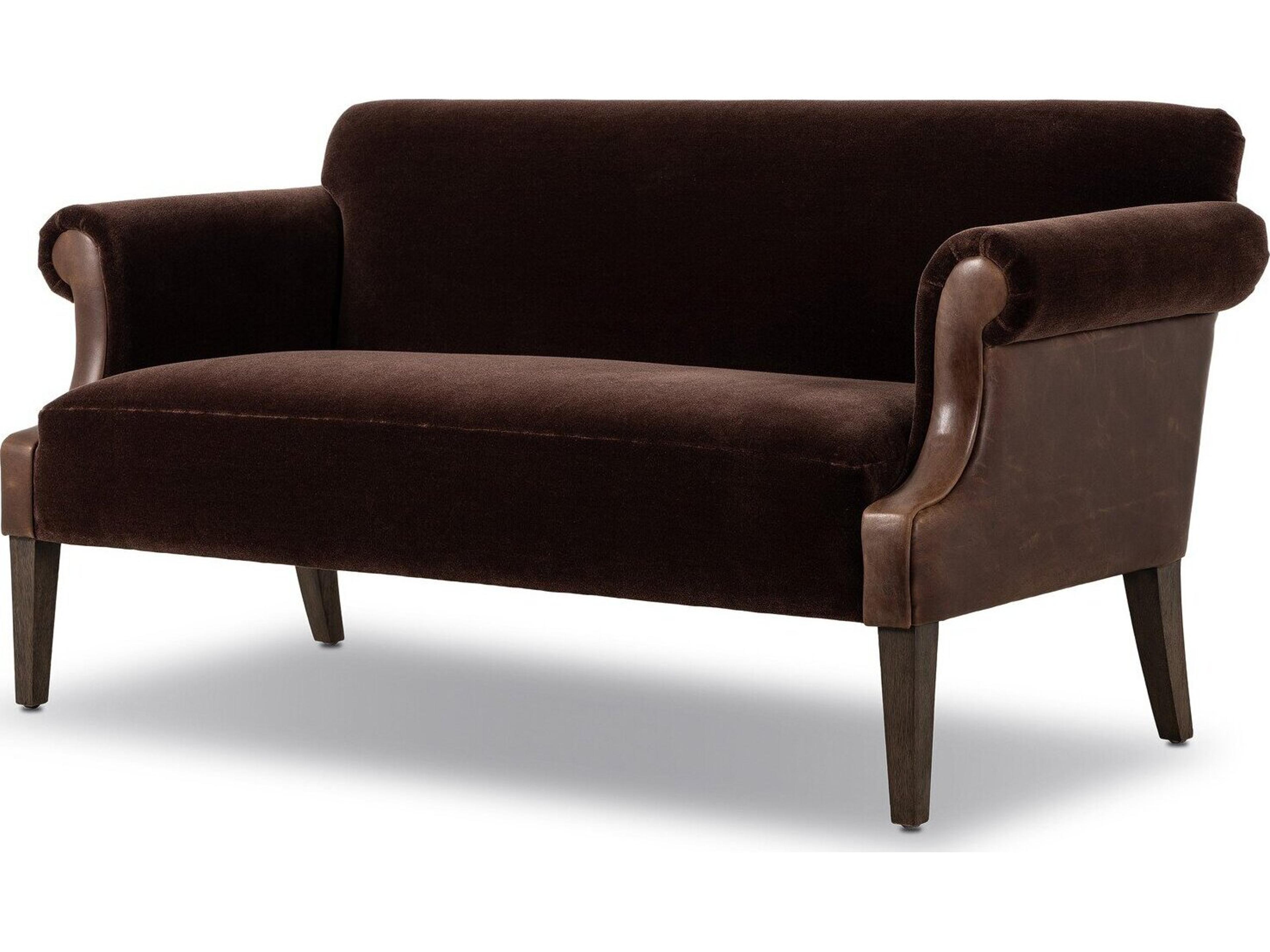 Four Hands Kensington Monte Chocolate Brown Leather Loveseat