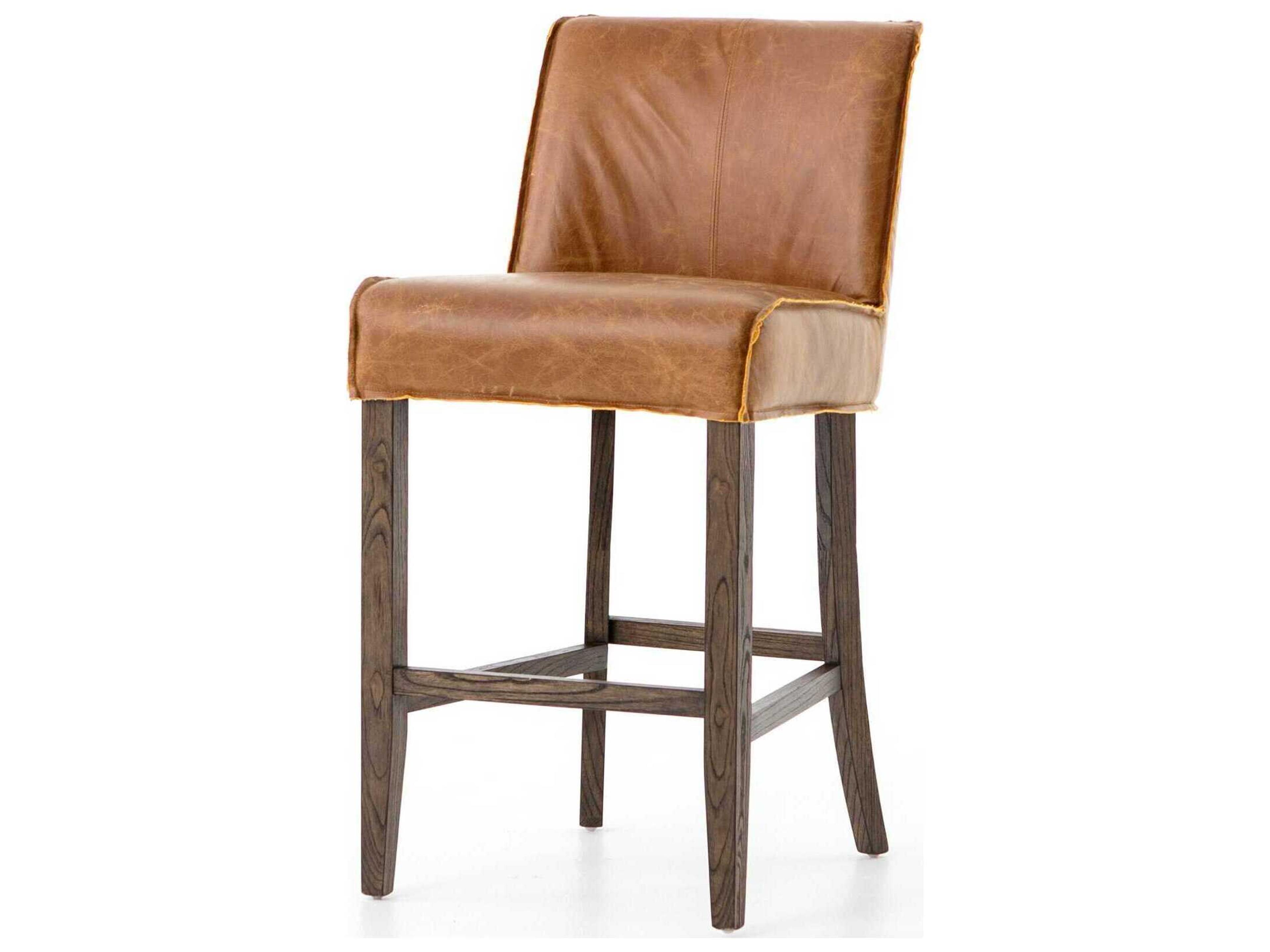 Ashford Aria Leather Solid Wood Sienna Chestnut Warm Cedar Counter Stool