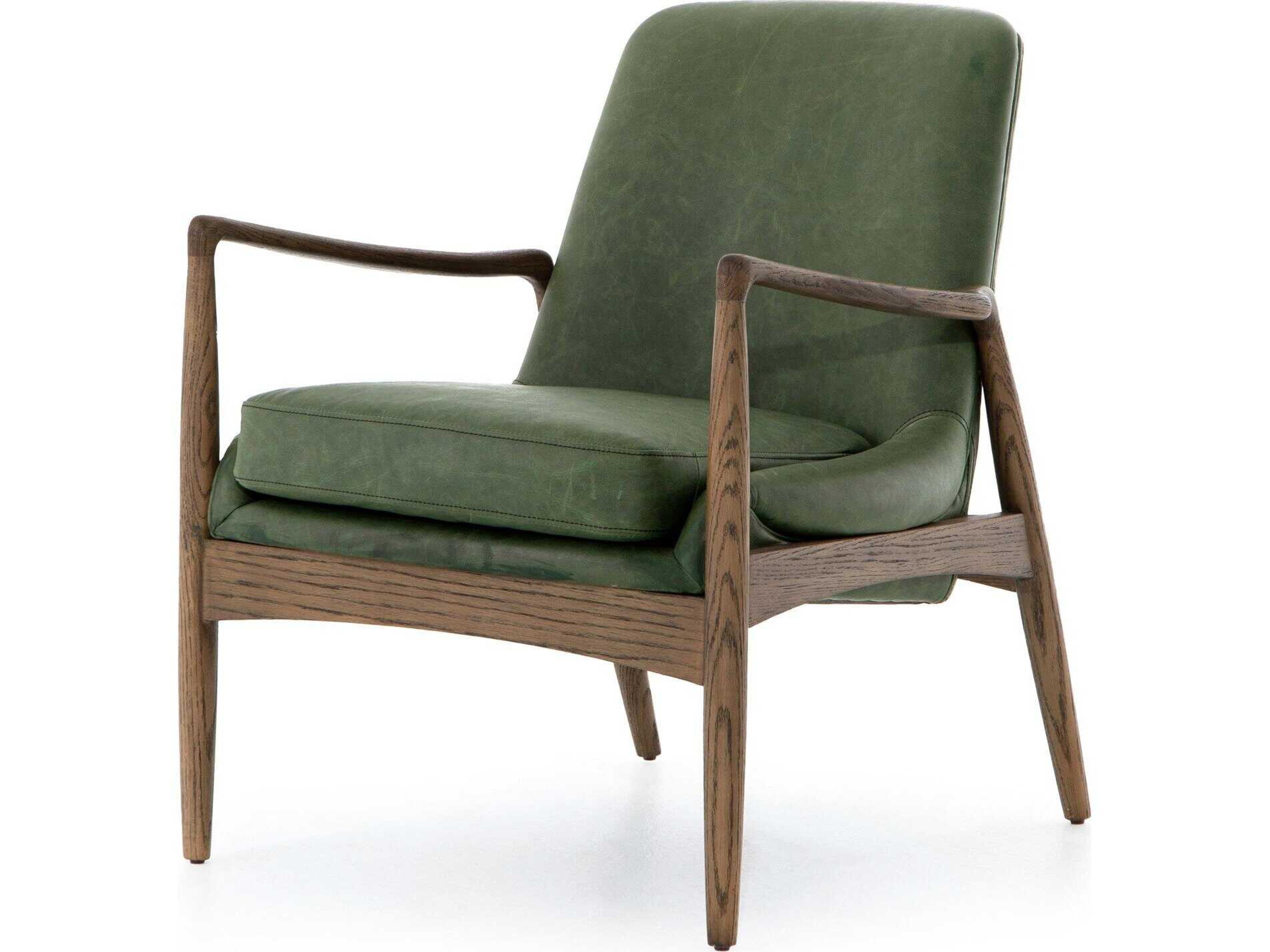 Four Hands Ashford Braden Green Leather Accent Chair
