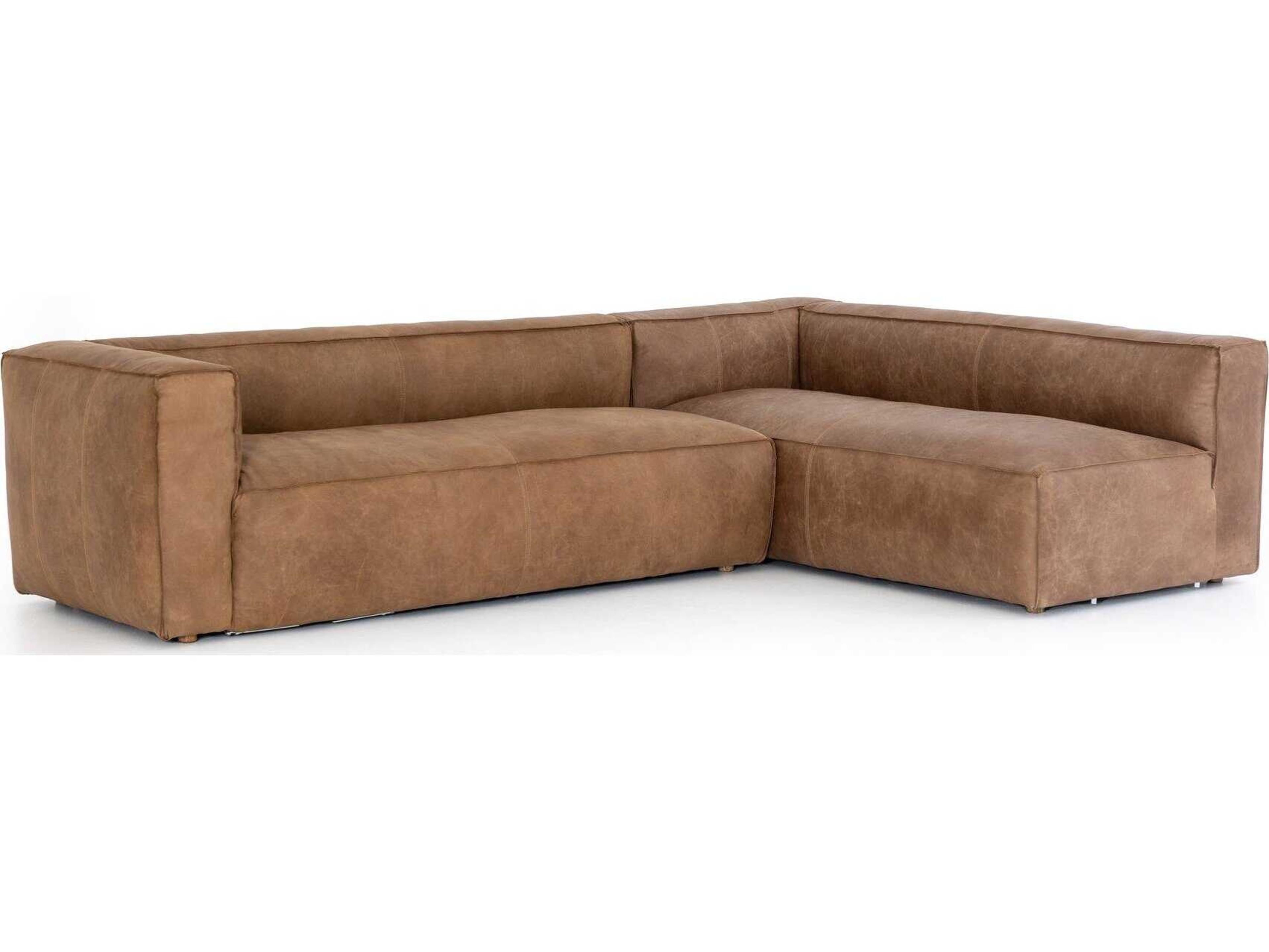 Four Hands Carnegie Nolita 2 - Piece Brown Leather Sectional Sofa