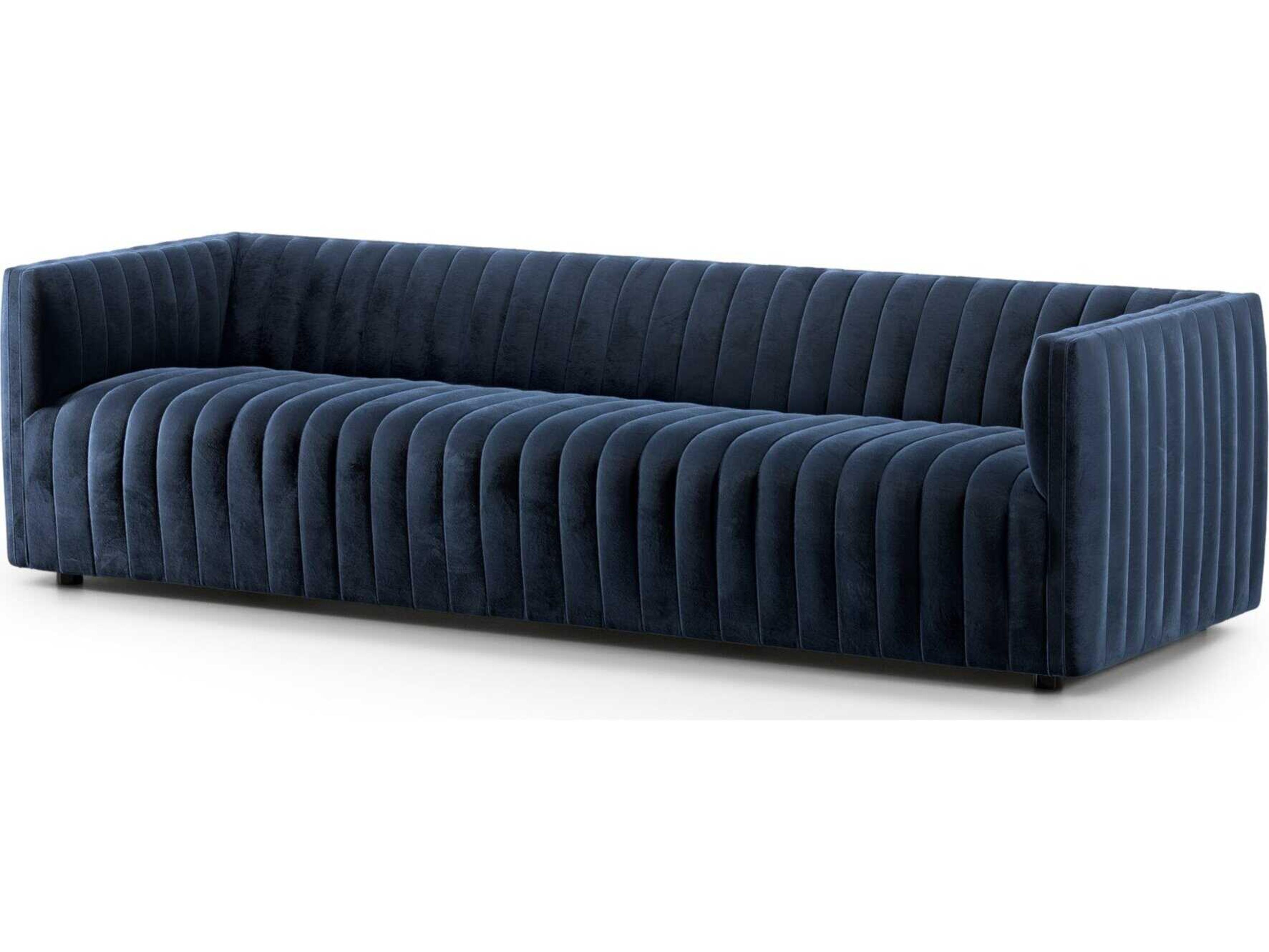 Four Hands Grayson Augustine Sapphire Navy Blue Upholstered Sofa