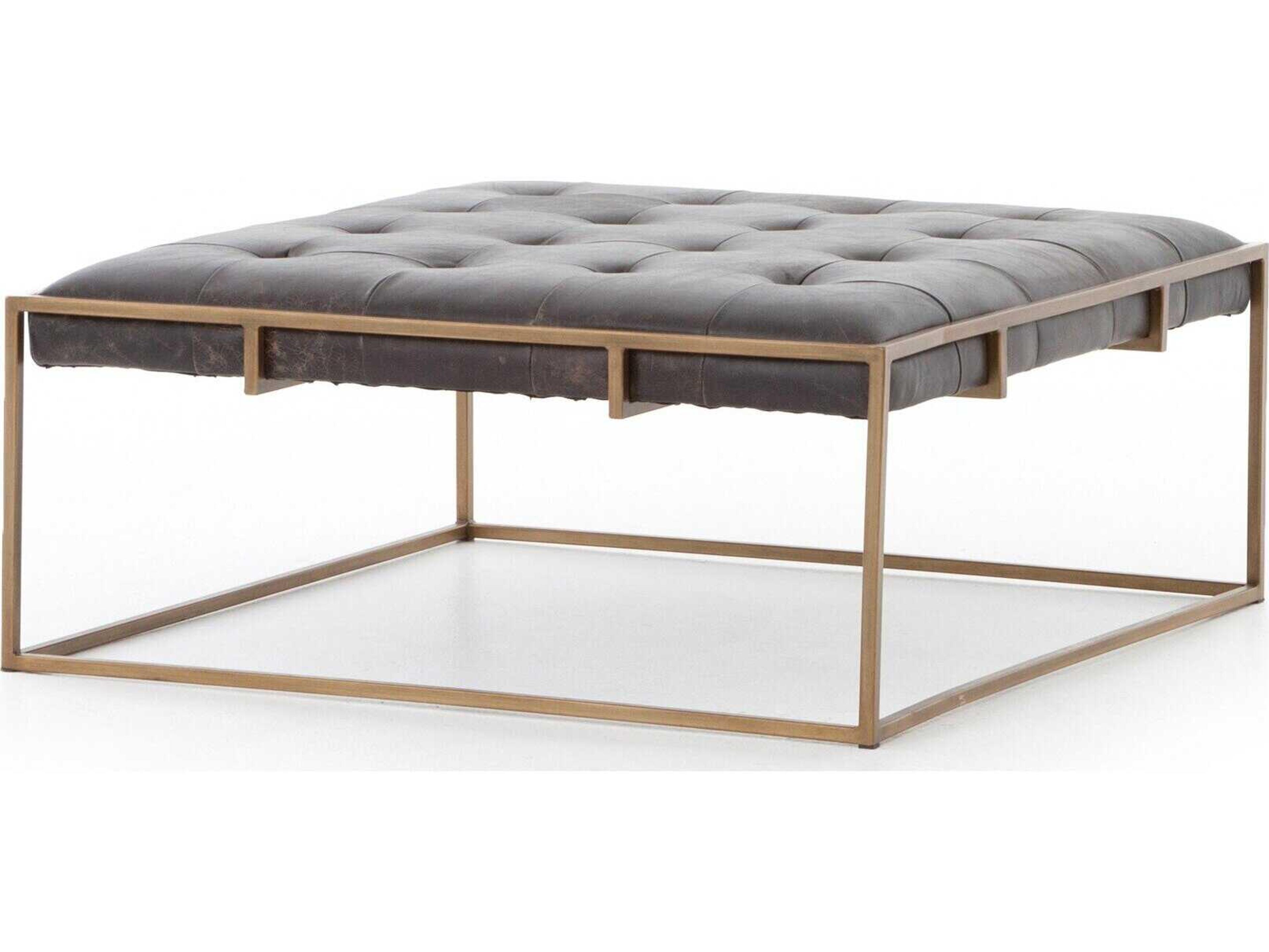 Four Hands Irondale Oxford Square Rialto Ebony Antique Brass Coffee Table