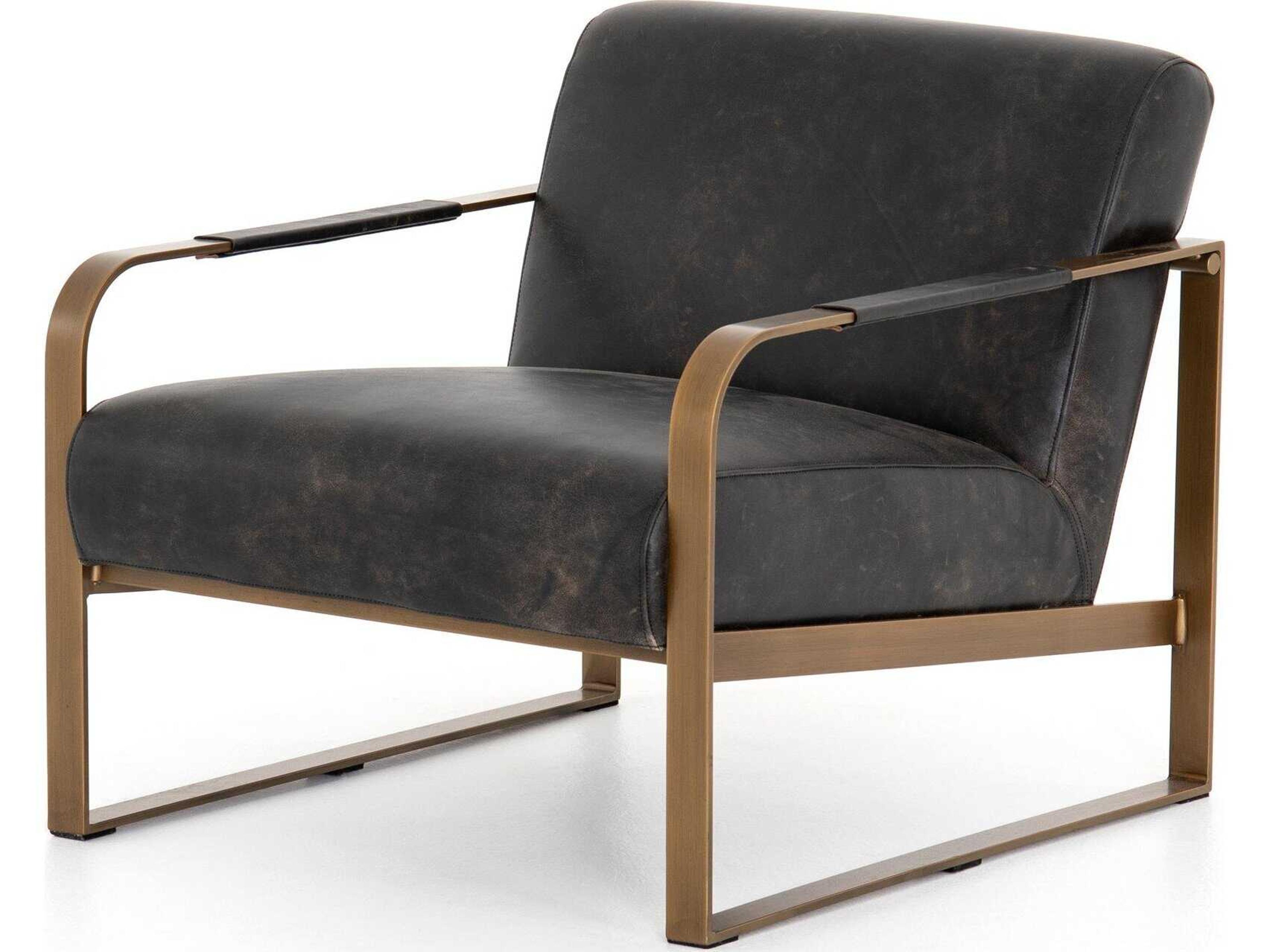 Four Hands Irondale Jules Black Leather Accent Chair