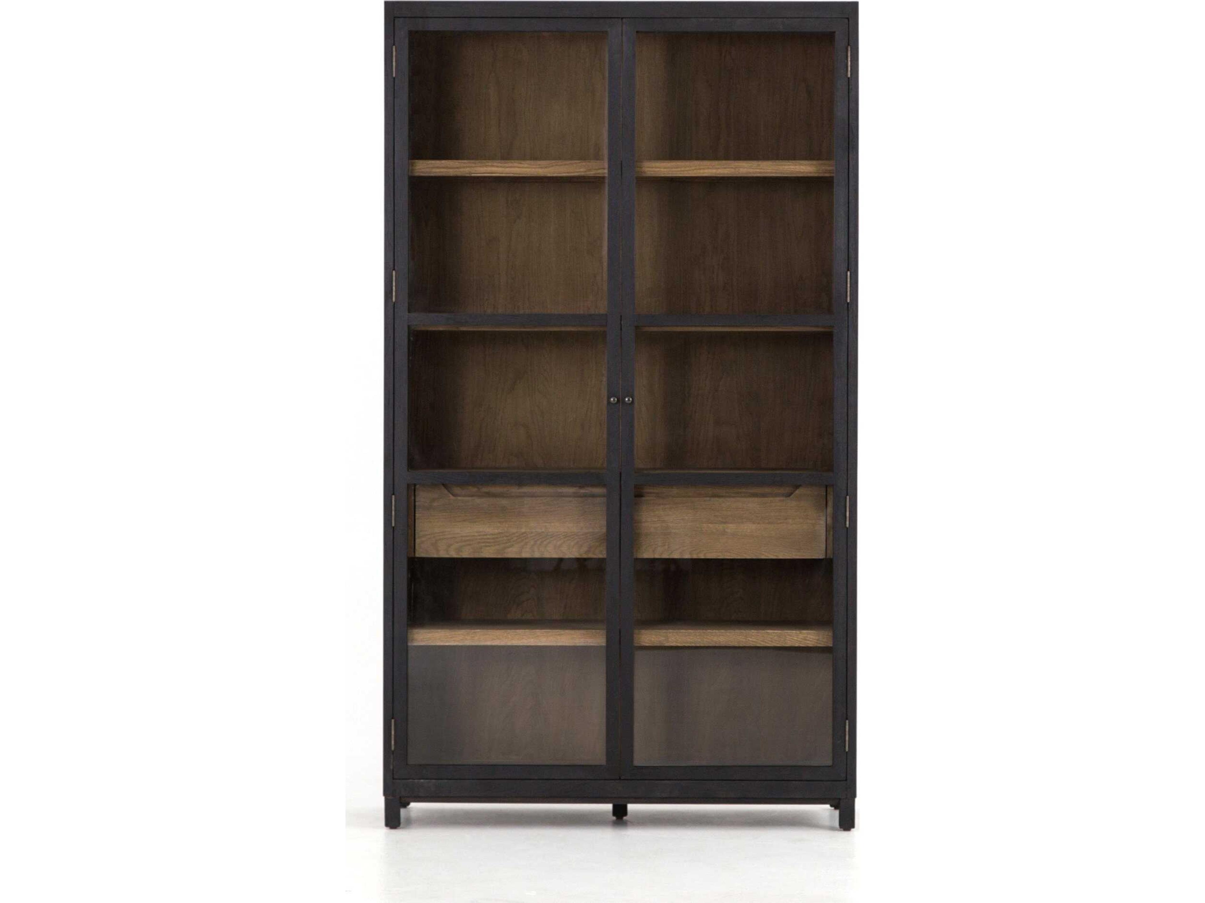 Luxecor Globetrotter Millie Oak Wood Drifted Black Display Cabinet